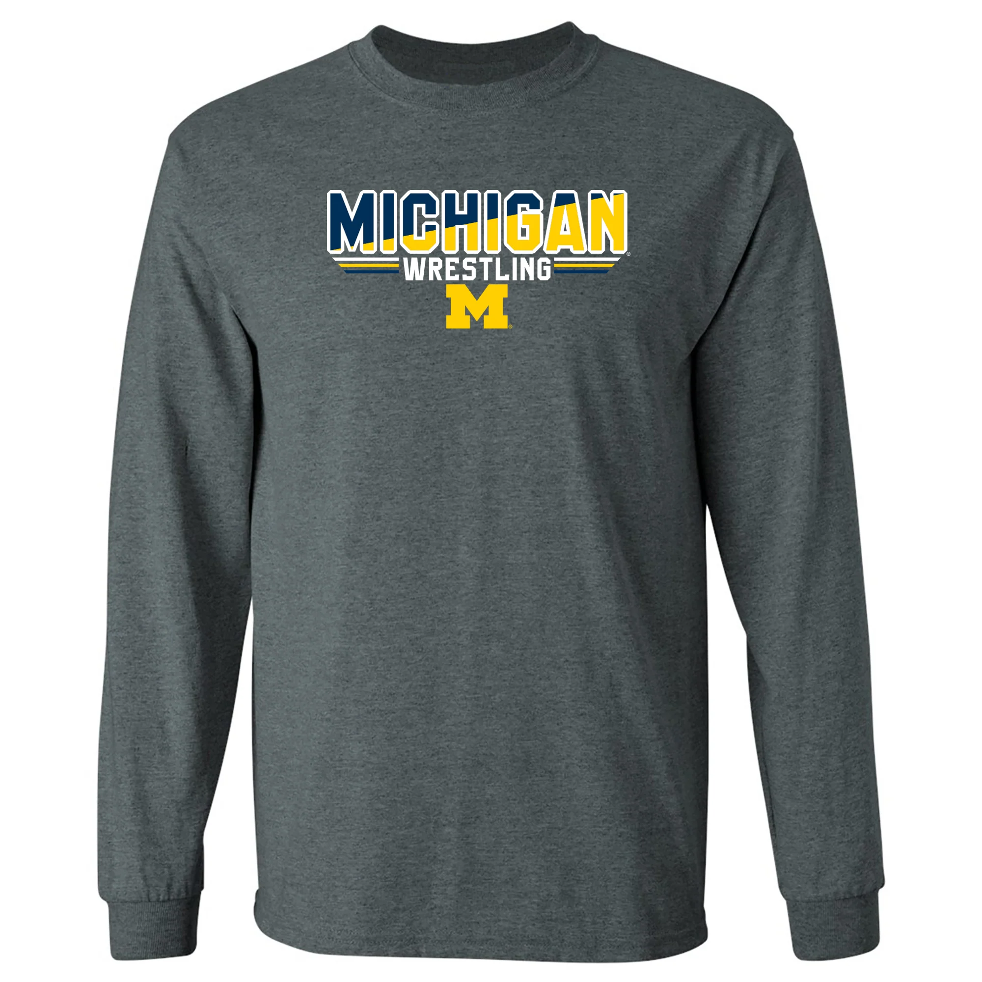 Michigan Wrestling Top Flight Long Sleeve T-Shirt - Dark Heather