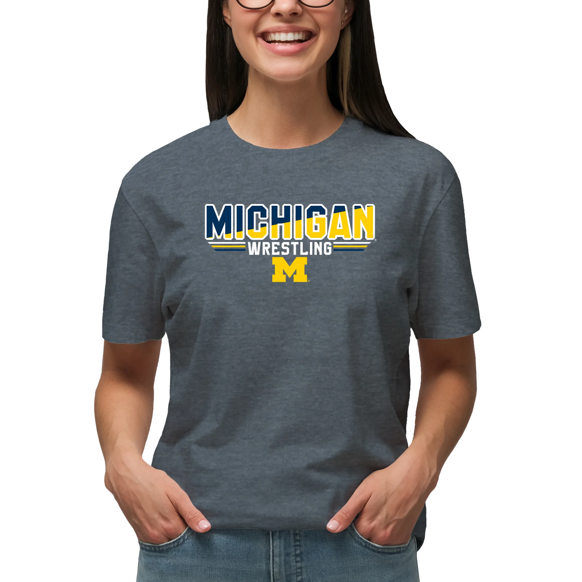 Michigan Wrestling Top Flight T-Shirt - Dark Heather - Image 4