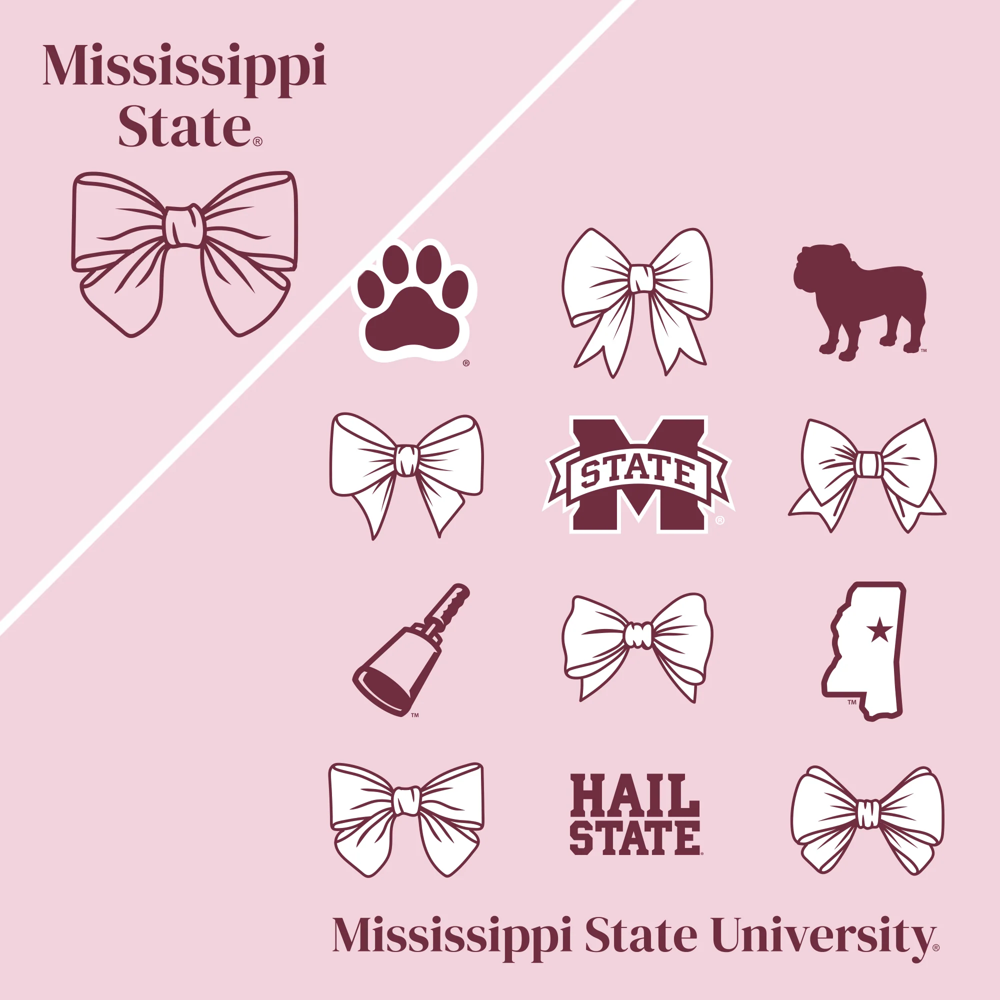 Mississippi State Bow Bliss T-Shirt - Light Pink - Image 2