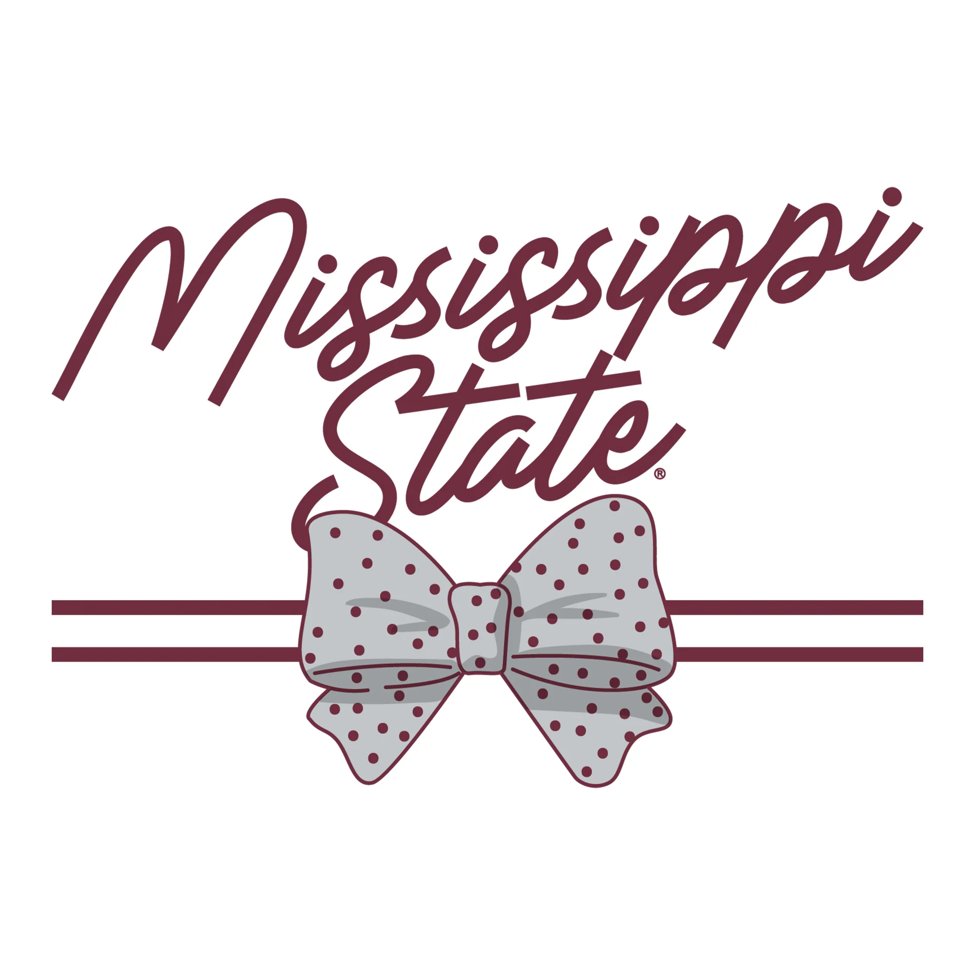 Mississippi State Bow Script Womens Long Sleeve - White - Image 2