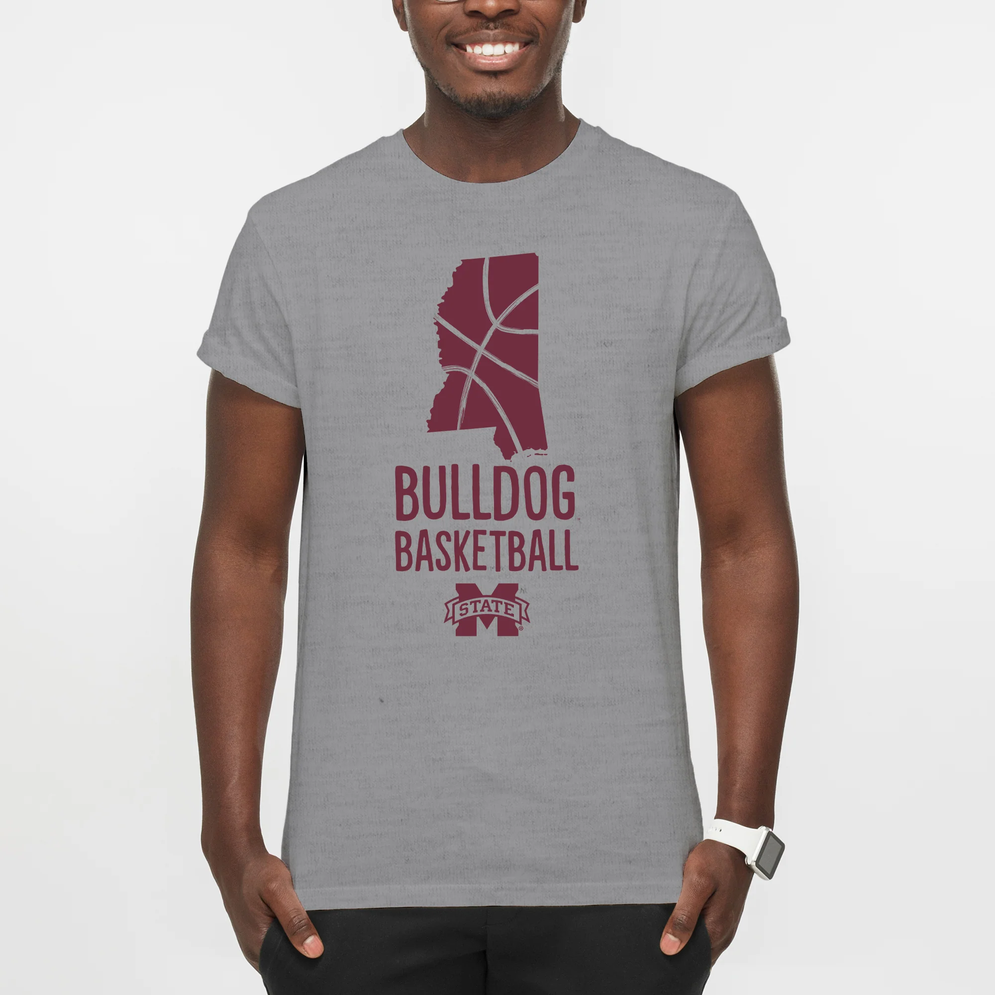Mississippi State Bulldogs Basketball Brush State T-Shirt - Sport Grey - Image 3