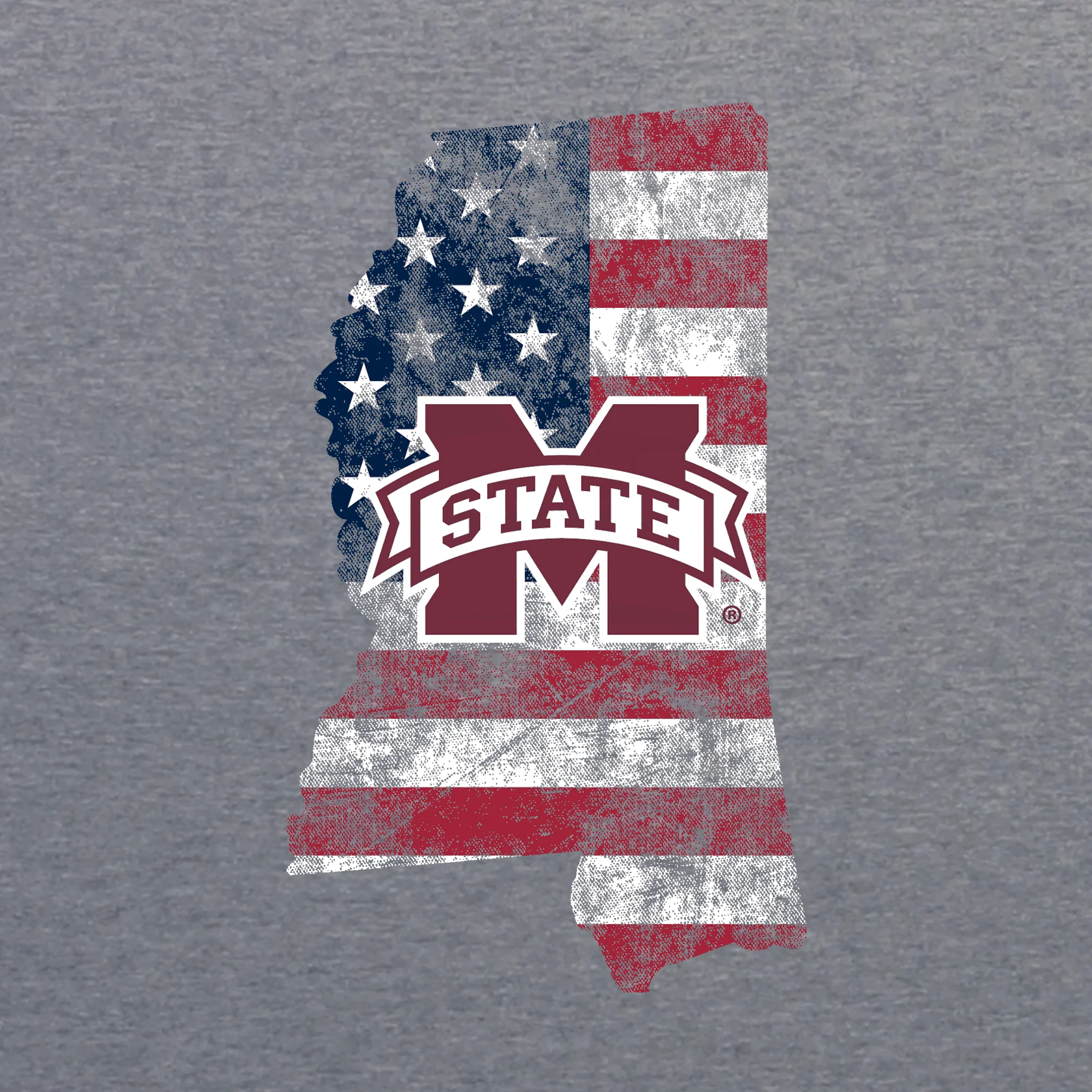 Mississippi State Patriotic State Silhouette NLA Triblend T-Shirt - Premium Heather - Image 2