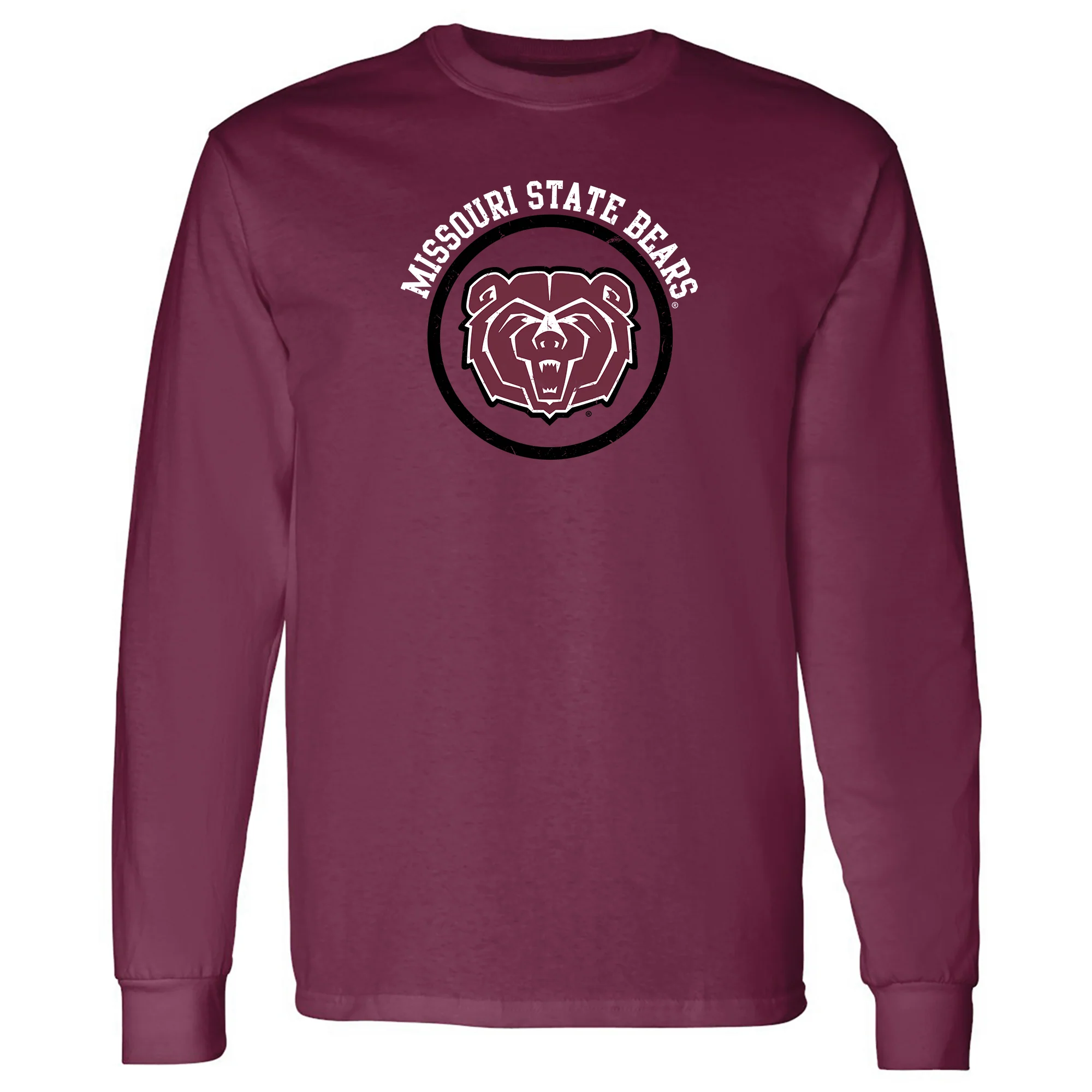 Missouri State Bears Distressed Circle Logo Long Sleeve T-Shirt - Maroon