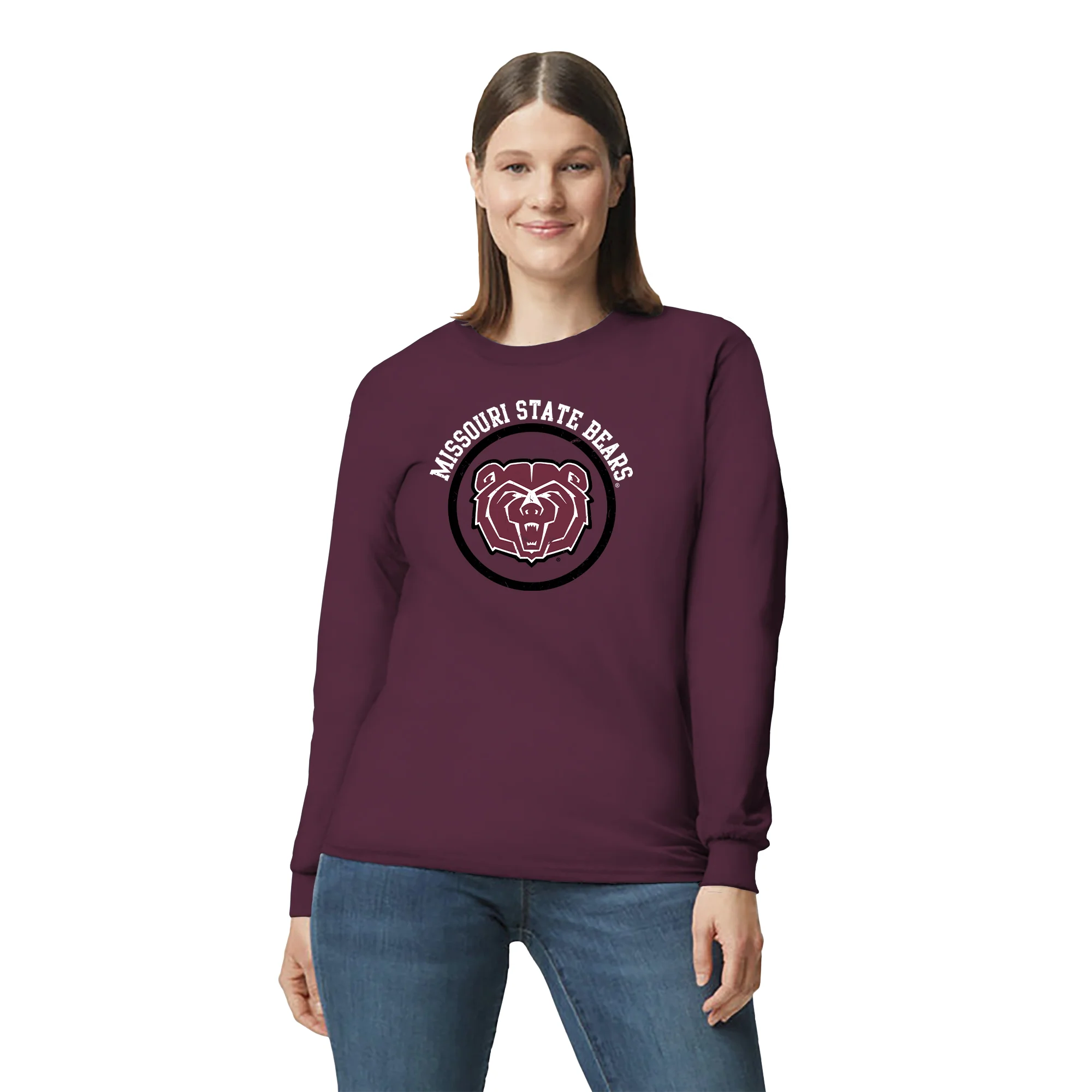 Missouri State Bears Distressed Circle Logo Long Sleeve T-Shirt - Maroon - Image 4