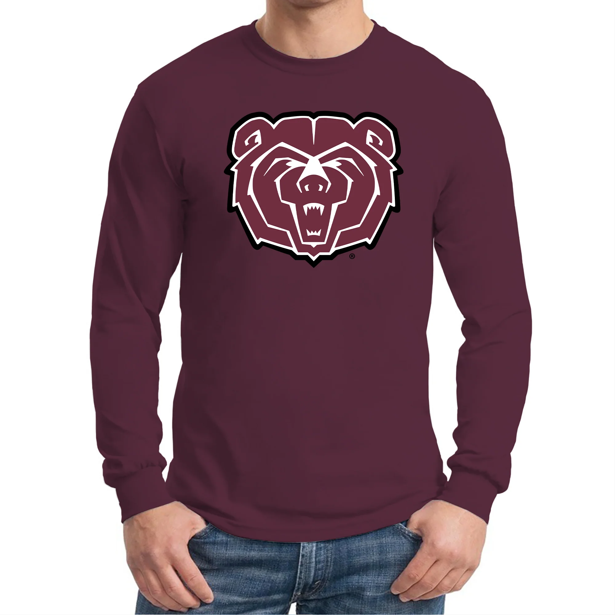 Missouri State Bears Primary Logo Long Sleeve T-Shirt - Maroon - Image 3