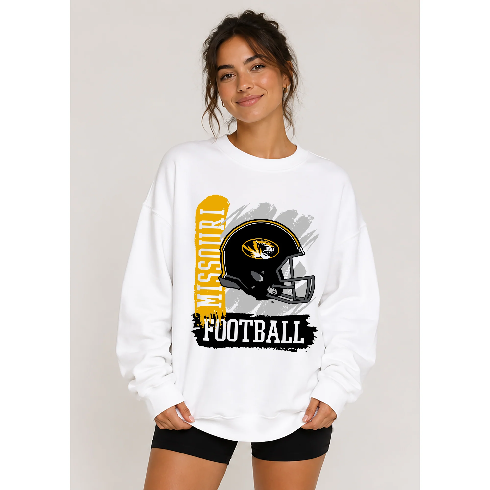 Missouri Tigers 90s Big Print JA BTB Fleece Crewneck - White - Image 4