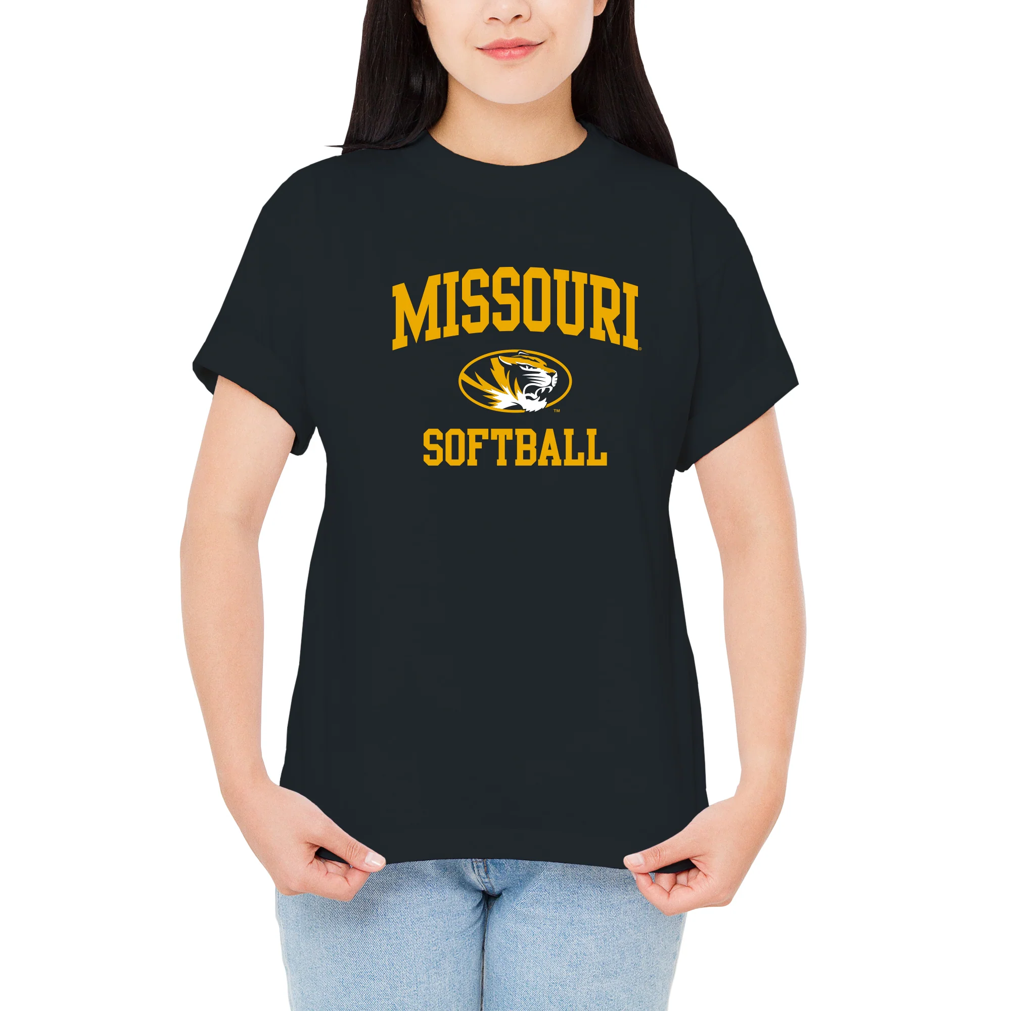 Missouri Tigers Arch Logo Softball T-Shirt - Black - Image 4