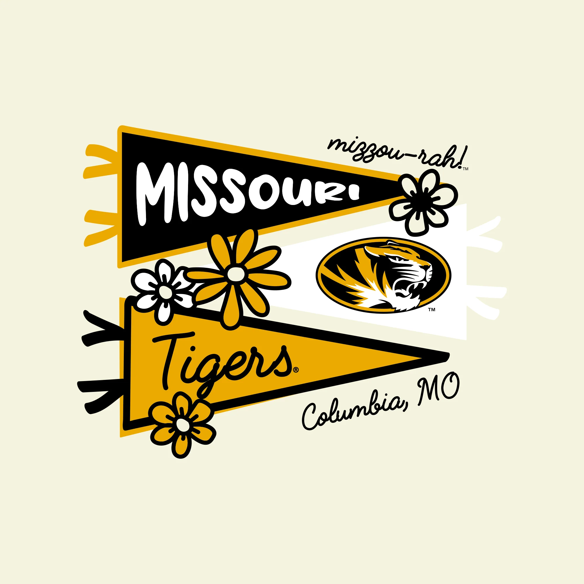 Missouri Tigers Cute Pennant Youth T-Shirt - Off White - Image 2