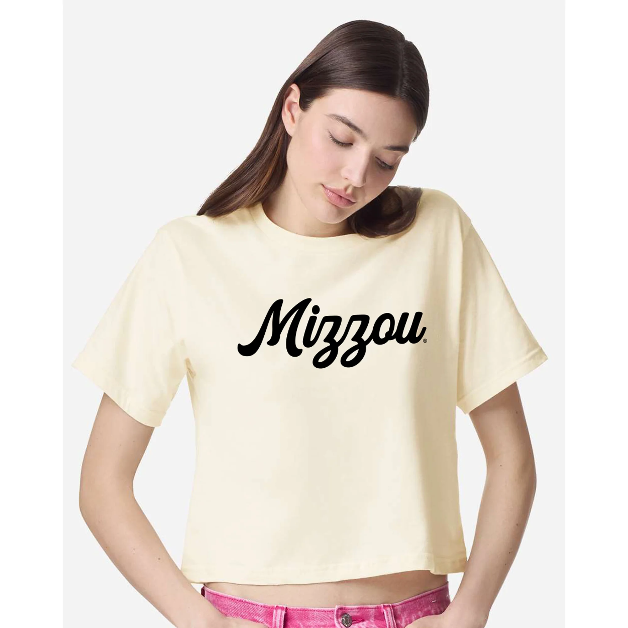 Missouri Tigers Script Logo AmApp Womens Fine Jersey Boxy Tee - Image 6