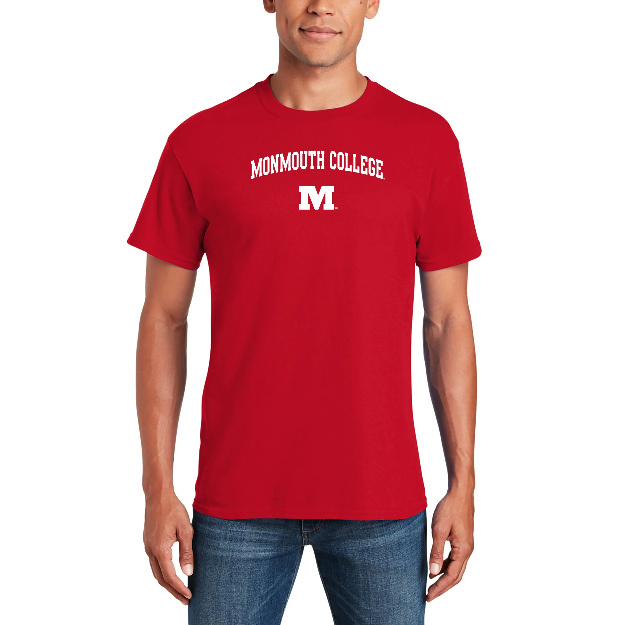Monmouth College Fighting Scots Arch Logo Short Sleeve T Shirt - Red - Image 3