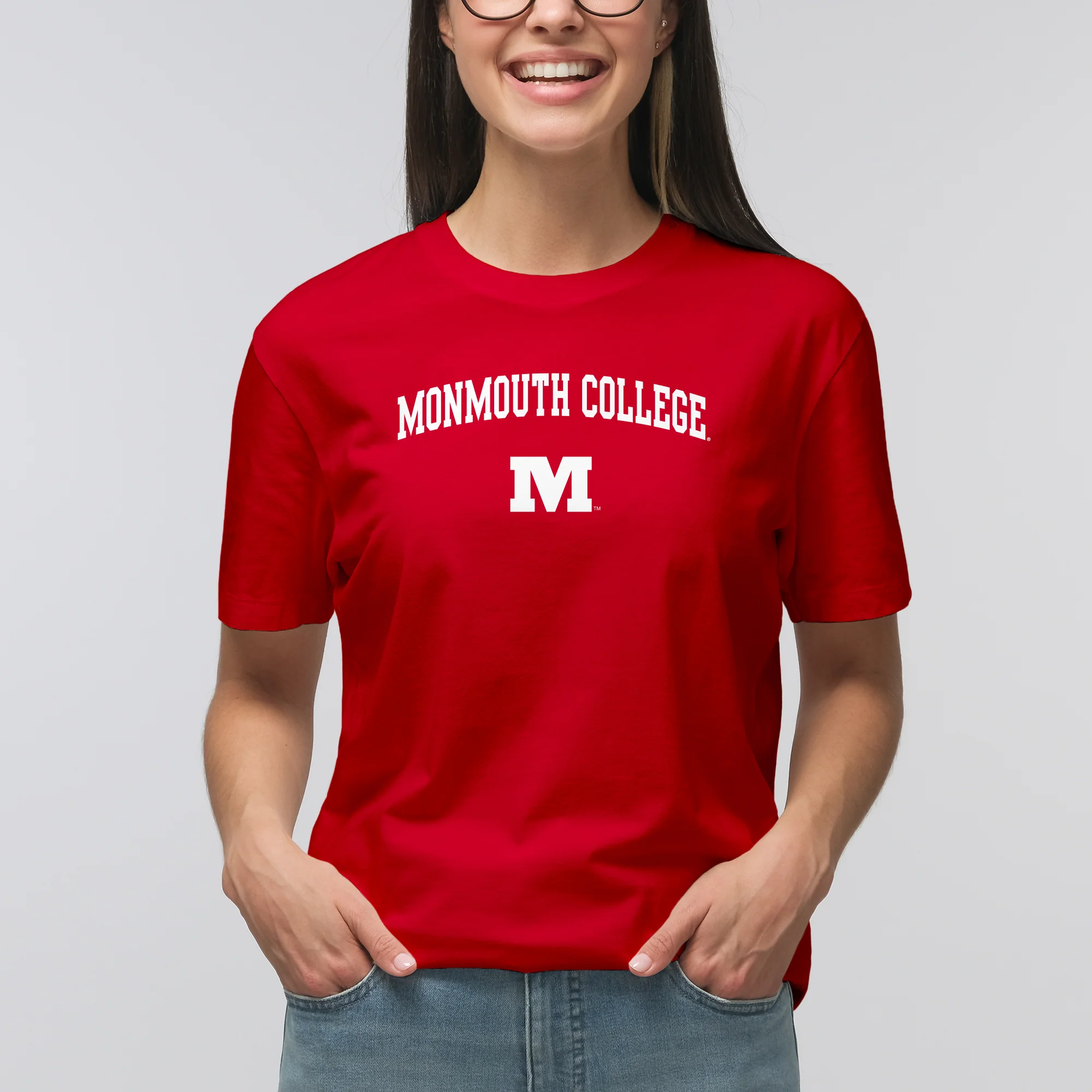 Monmouth College Fighting Scots Arch Logo Short Sleeve T Shirt - Red - Image 4