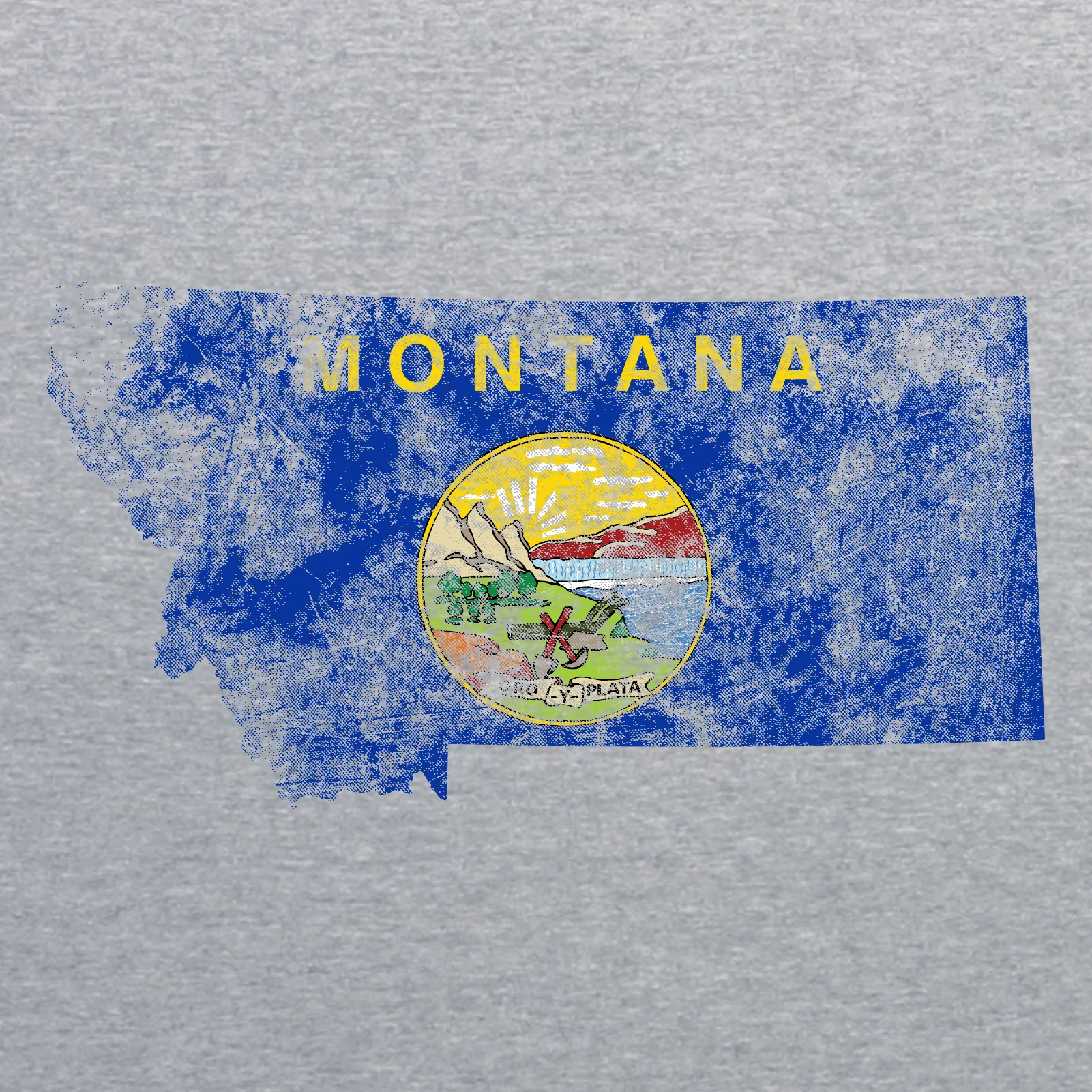 Montana Distressed State Flag Outline Crewneck Sweatshirt - Sport Grey - Image 2