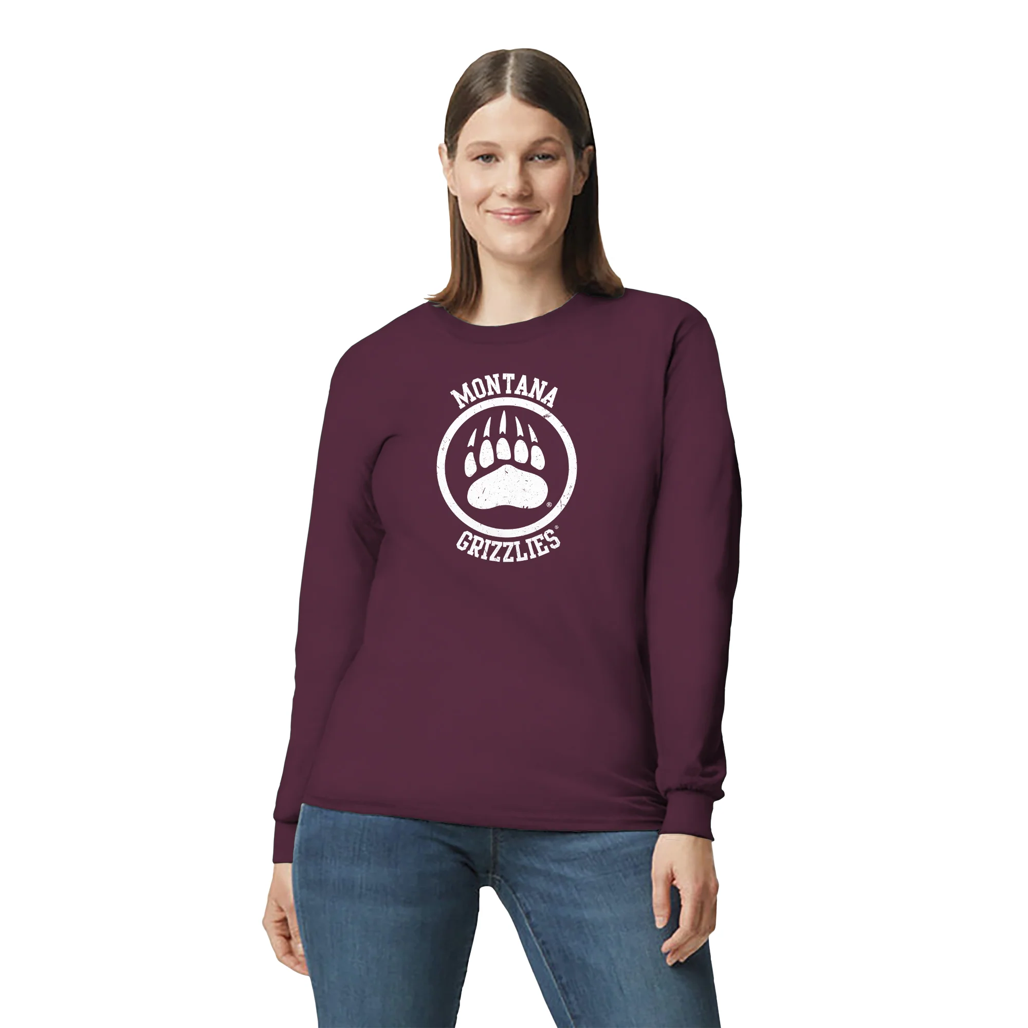 Montana Grizzlies Distressed Circle Logo Long Sleeve T-Shirt - Maroon - Image 4