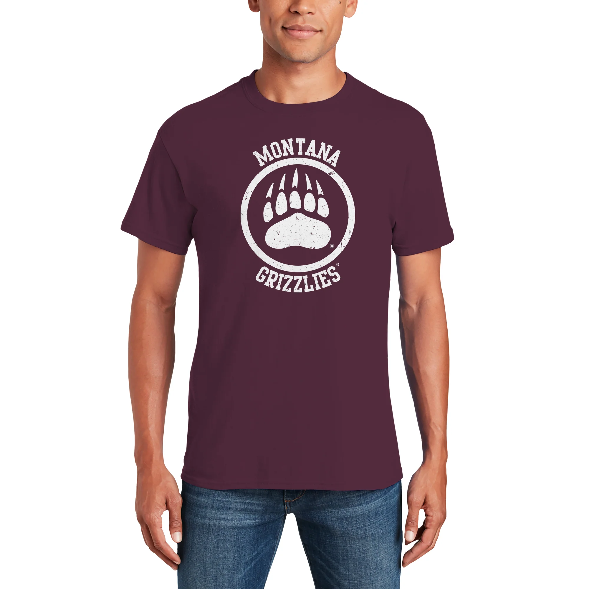 Montana Grizzlies Distressed Circle Logo T-Shirt - Maroon - Image 3
