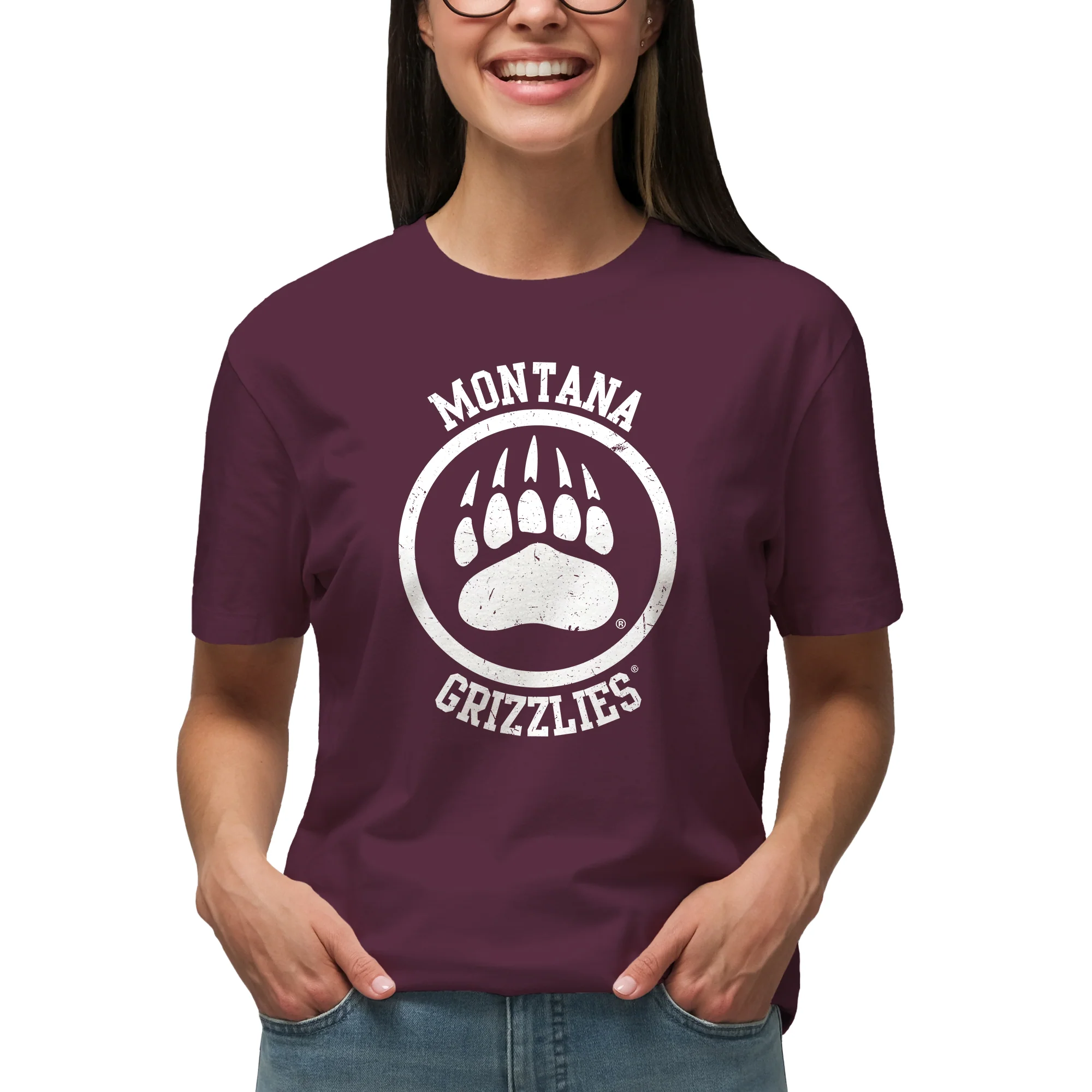 Montana Grizzlies Distressed Circle Logo T-Shirt - Maroon - Image 4