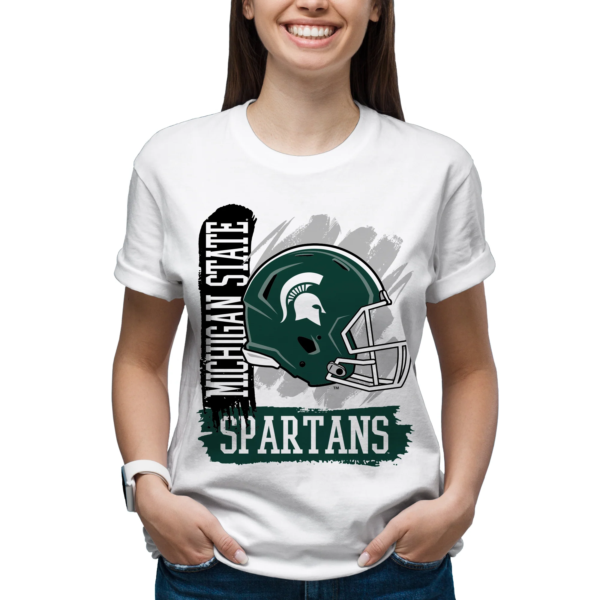 MSU 90s Big Print T-Shirt - White - Image 4