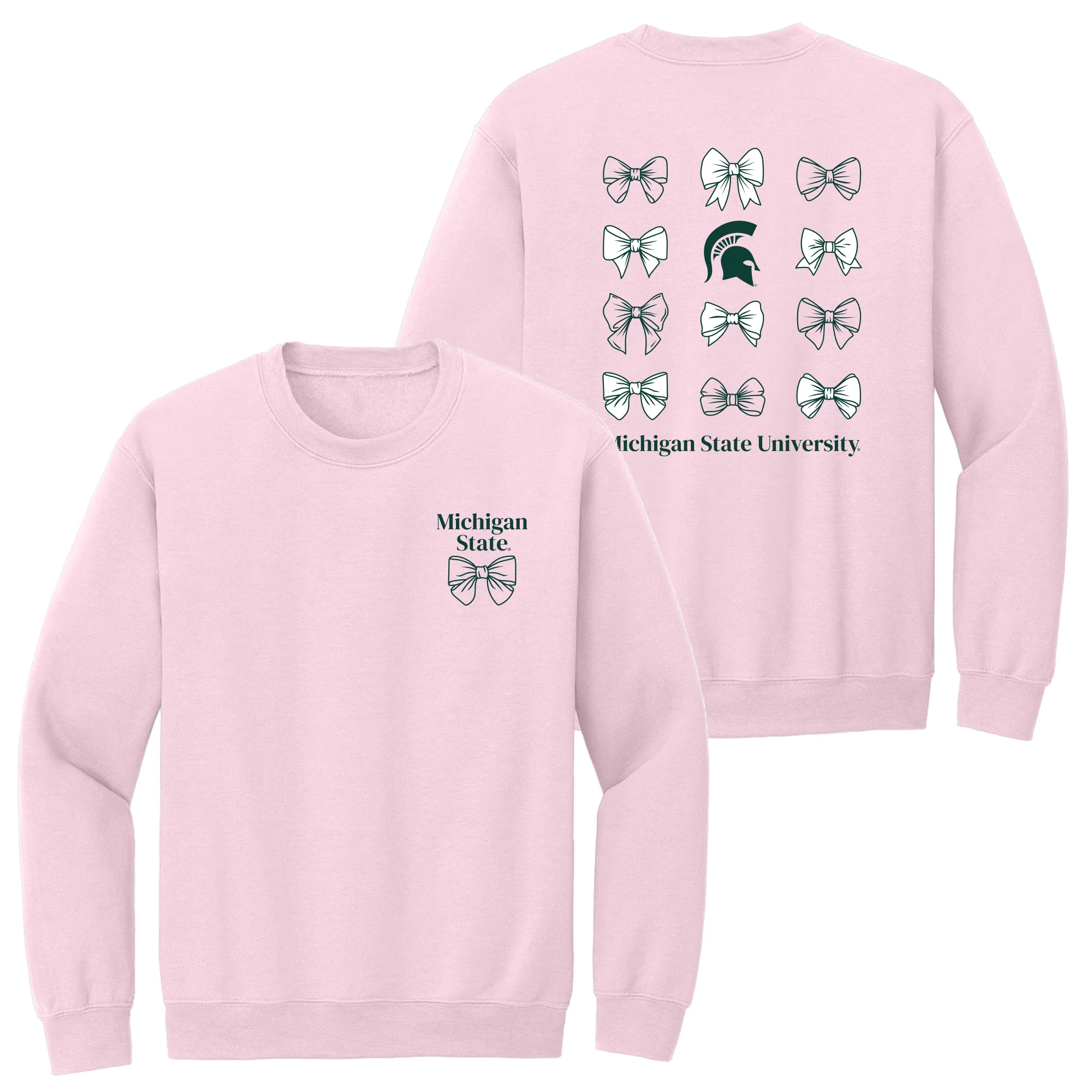 MSU Bow Bliss Crewneck - Light Pink