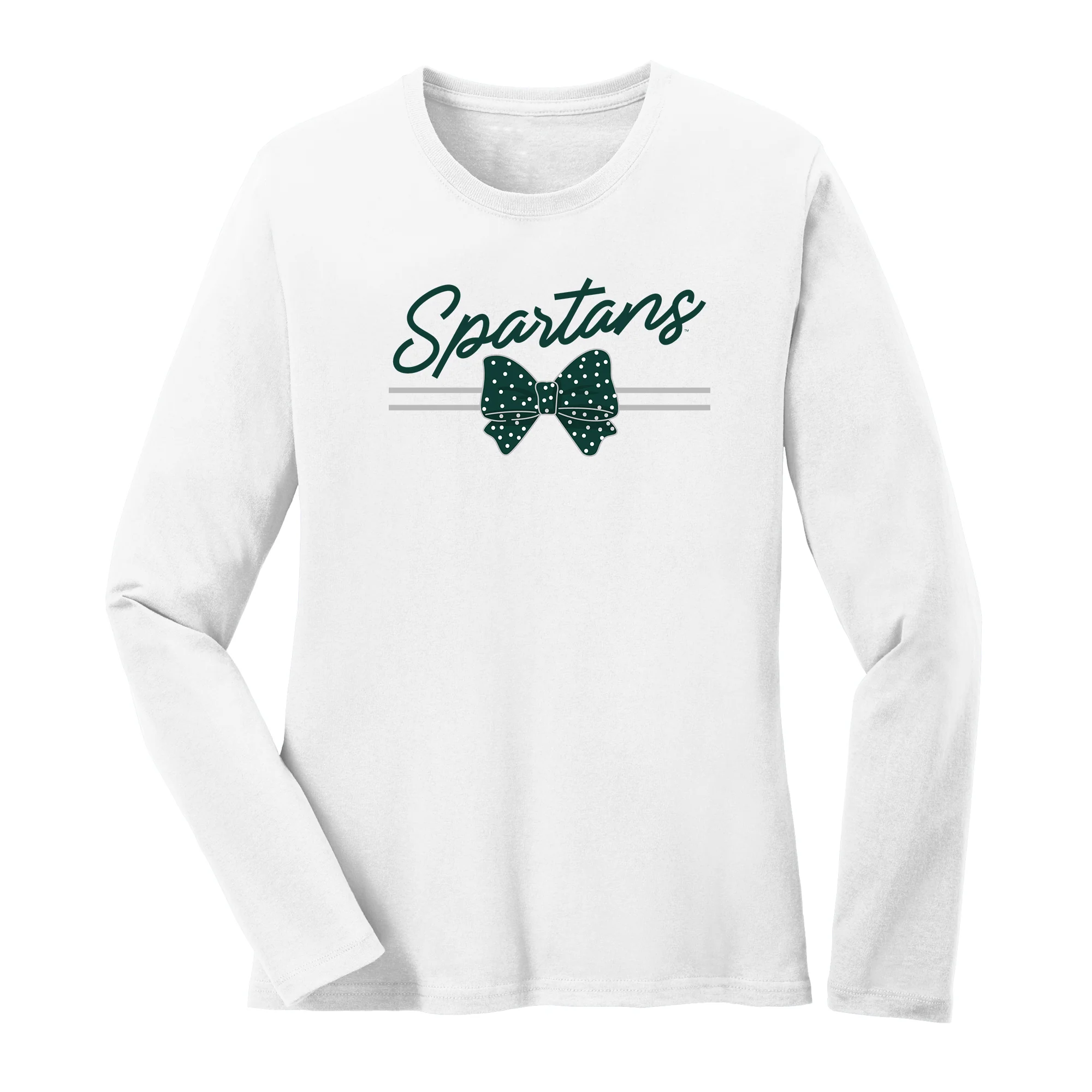 MSU Bow Script Womens Long Sleeve - White