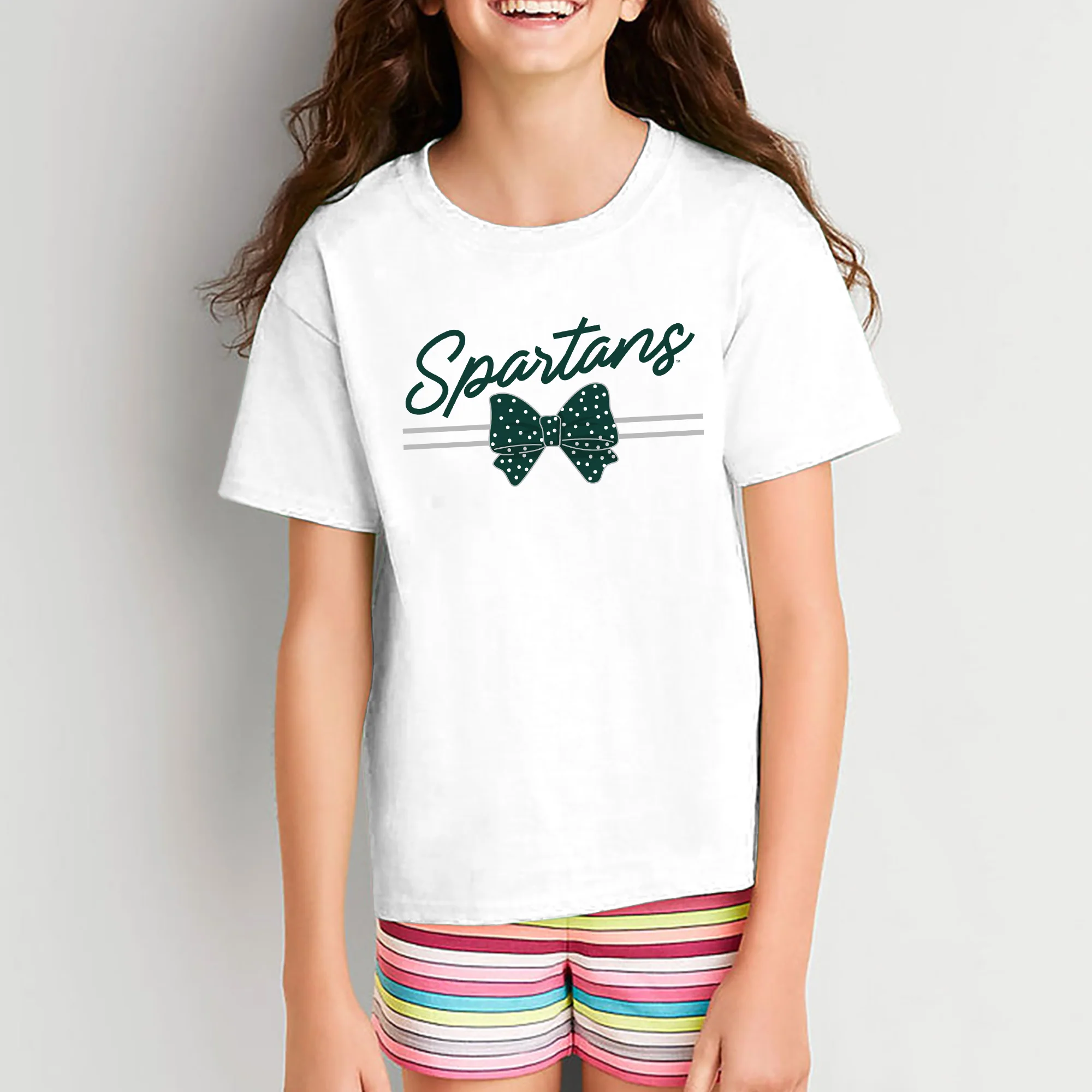 MSU Bow Script Youth T-Shirt - White - Image 3