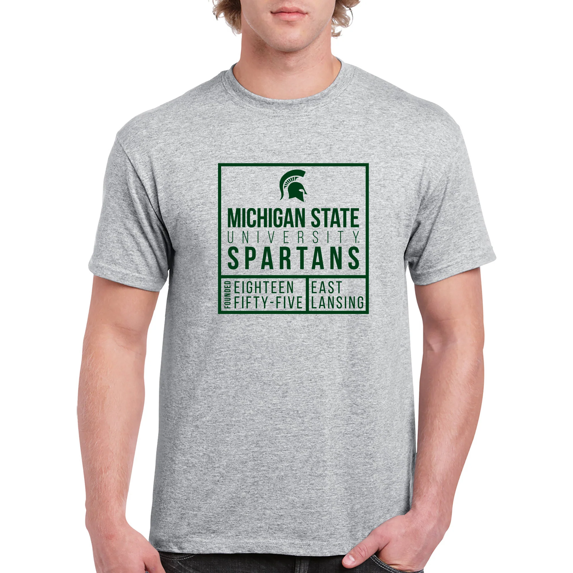 MSU Box Label T Shirt - Sport Grey - Image 3