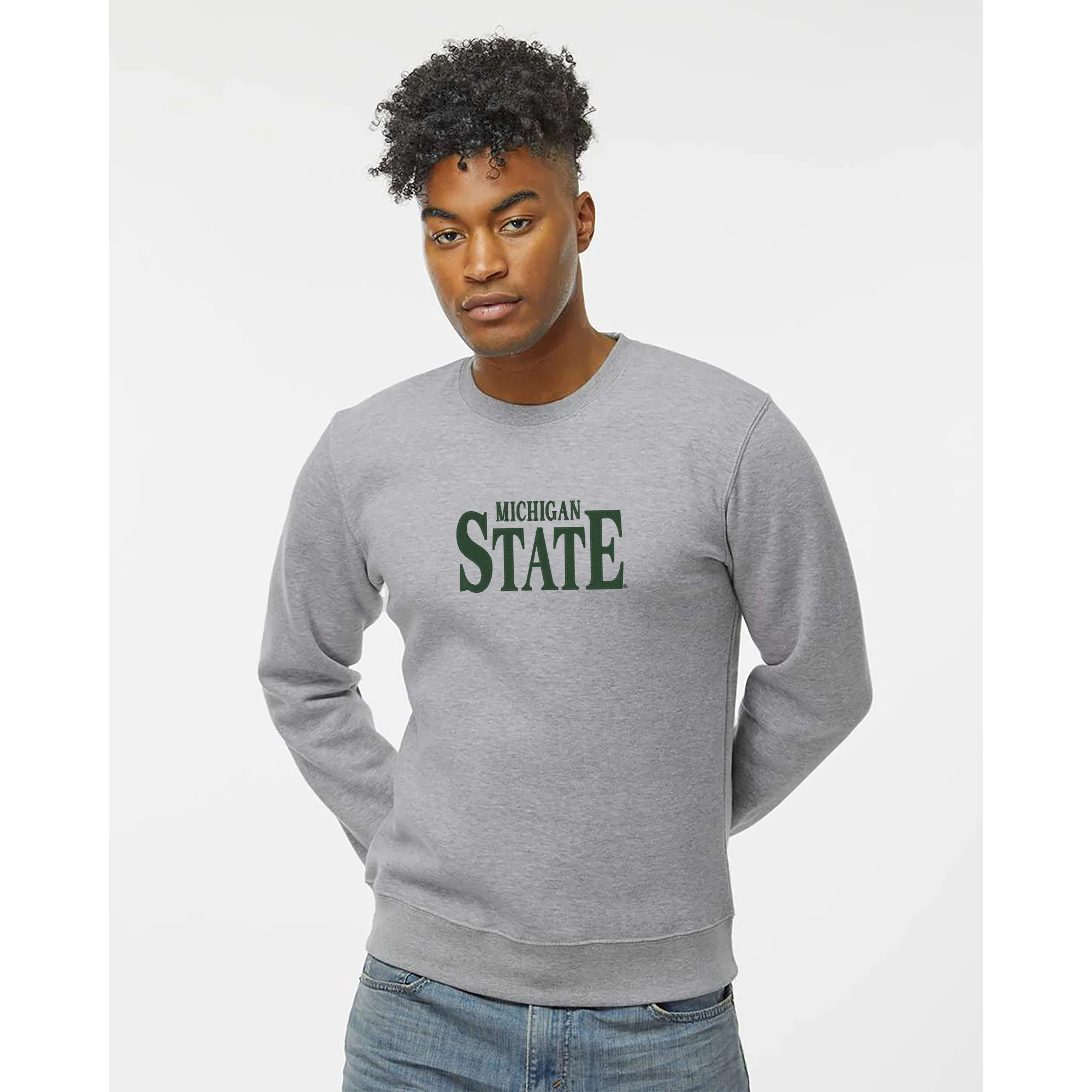 MSU Classic Rally EMB JA BTB Fleece Crewneck - Oxford - Image 3