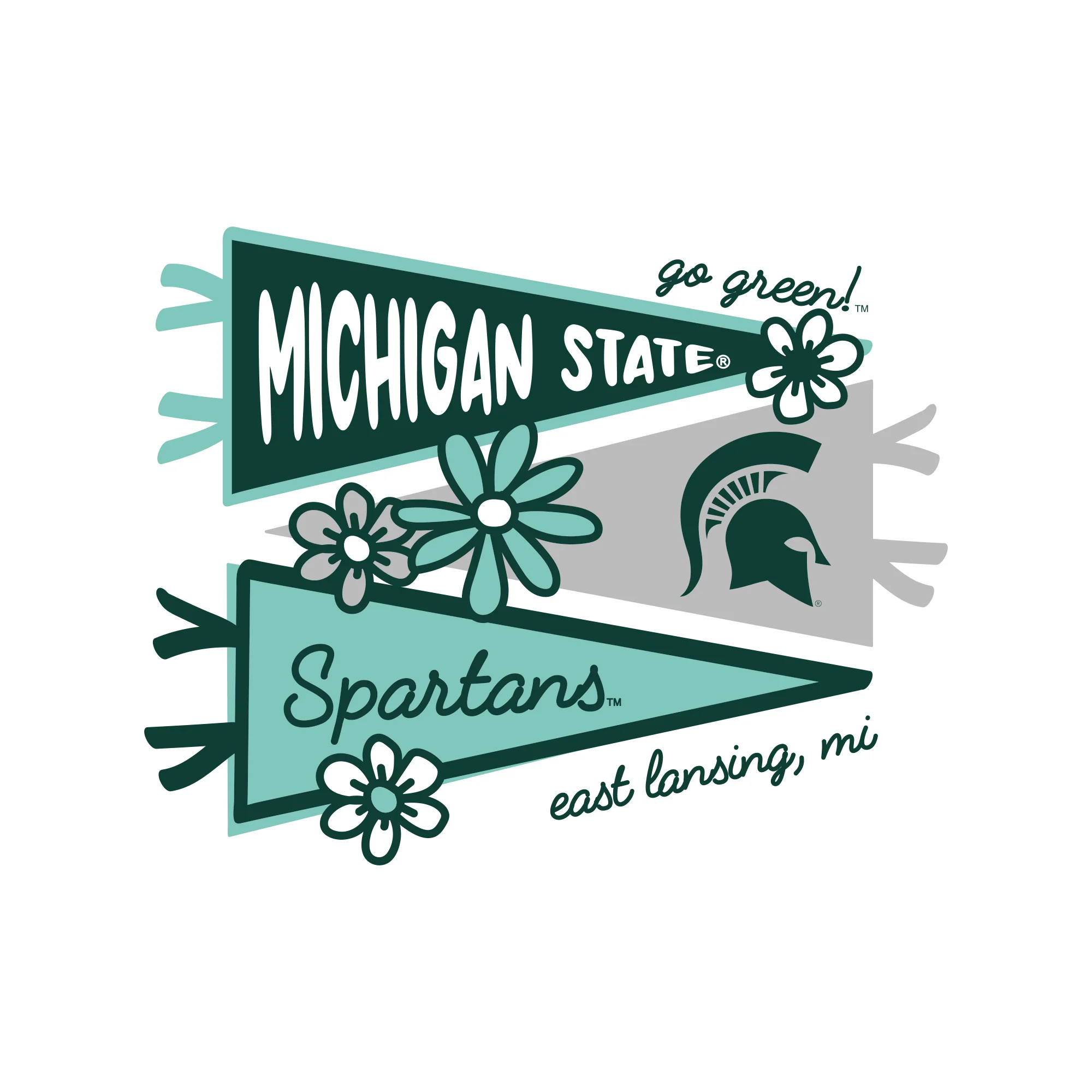MSU Cute Pennant Women's Fine Jersey Boxy Tee - White - Image 2