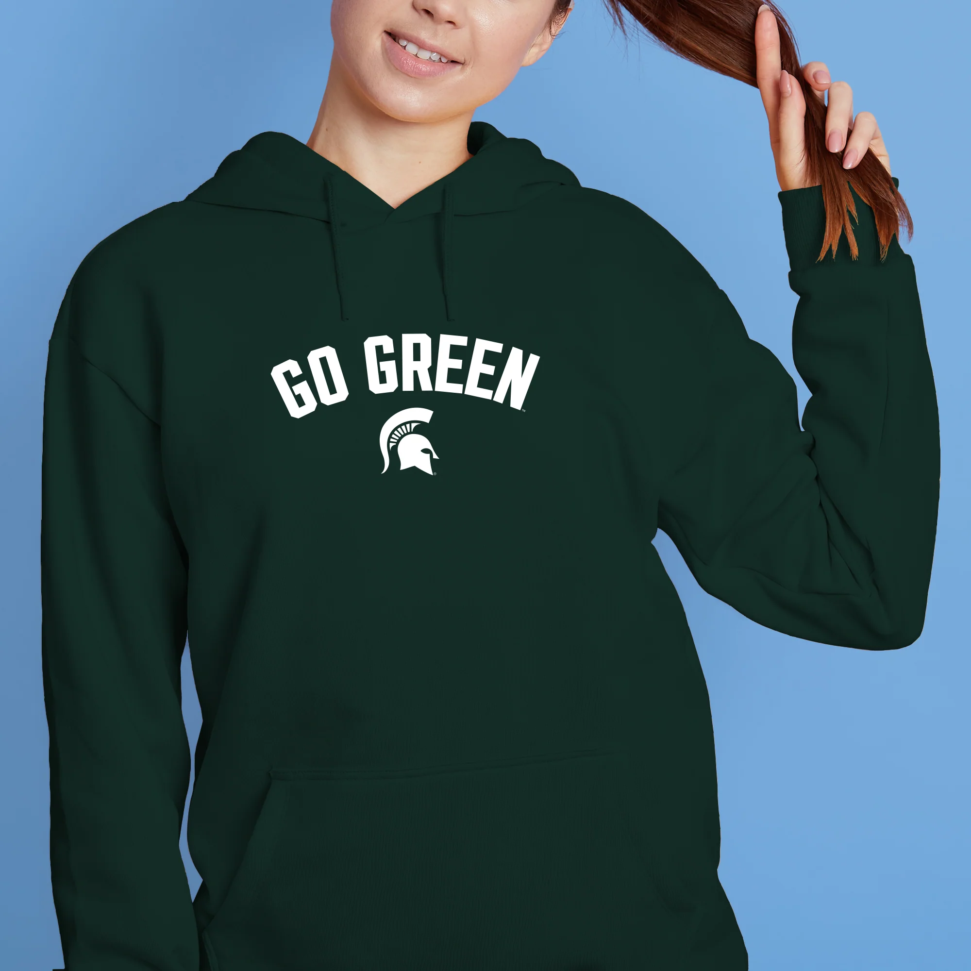 MSU Go Green Arc JA BTB Fleece Hoodie - Forest - Image 4