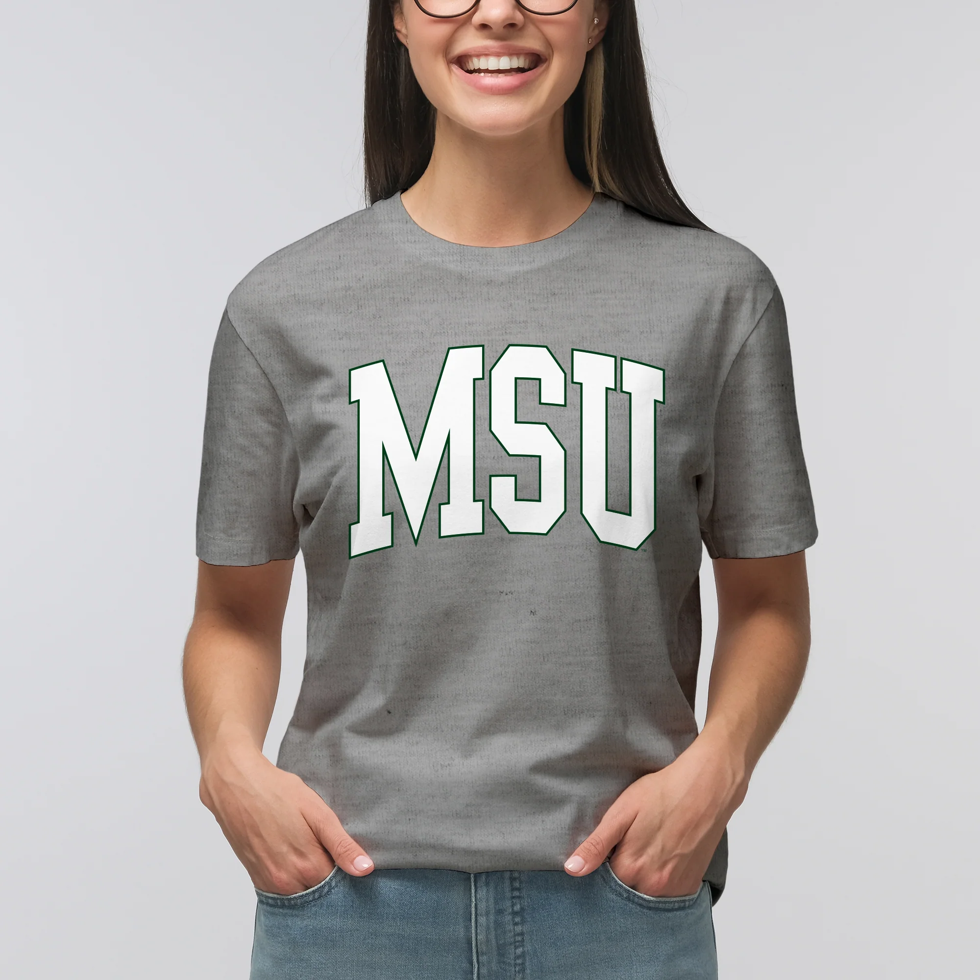 Michigan State University Spartans Mega Arch T-Shirt - Graphite Heather - Image 4