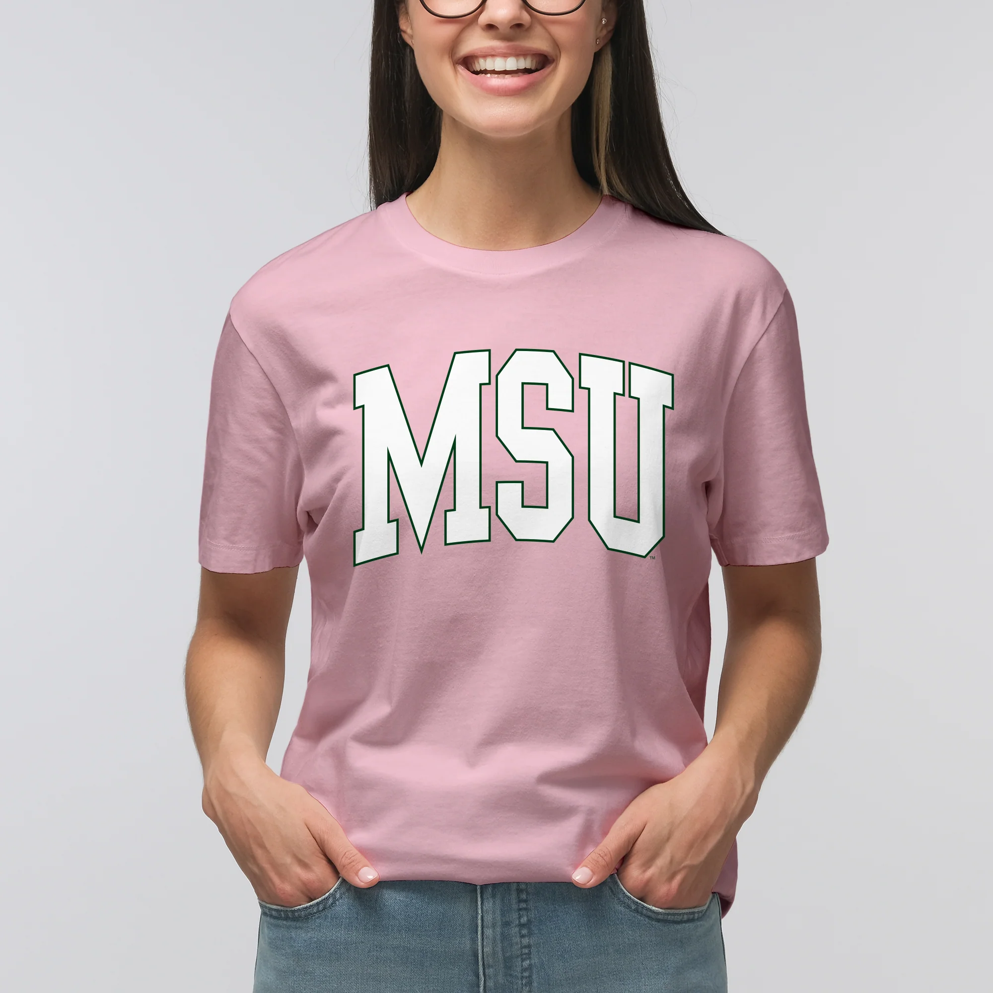 Michigan State University Spartans Mega Arch T-Shirt - Light Pink - Image 4