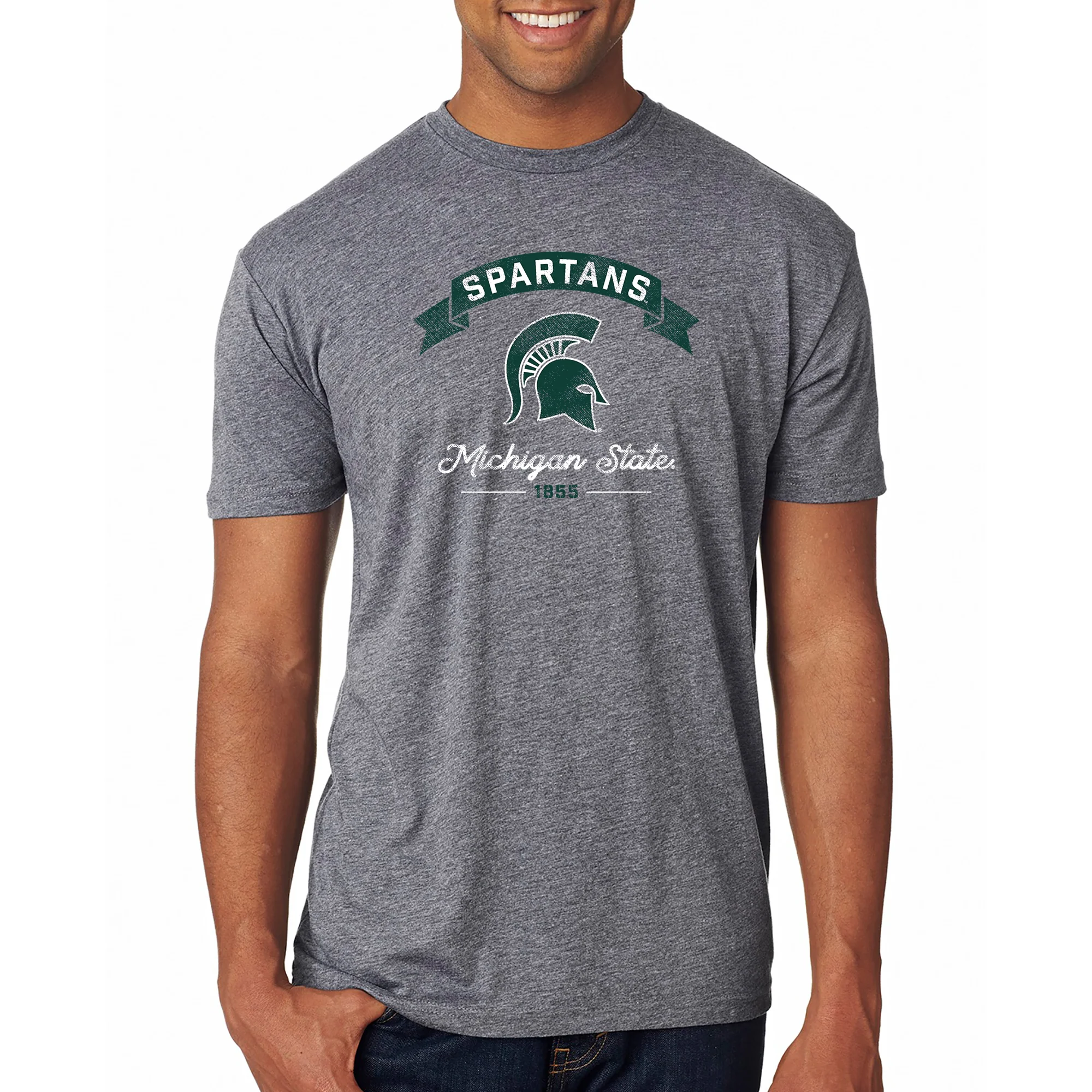 MSU Ribbon Arc NLA Triblend T-Shirt - Premium Heather - Image 3