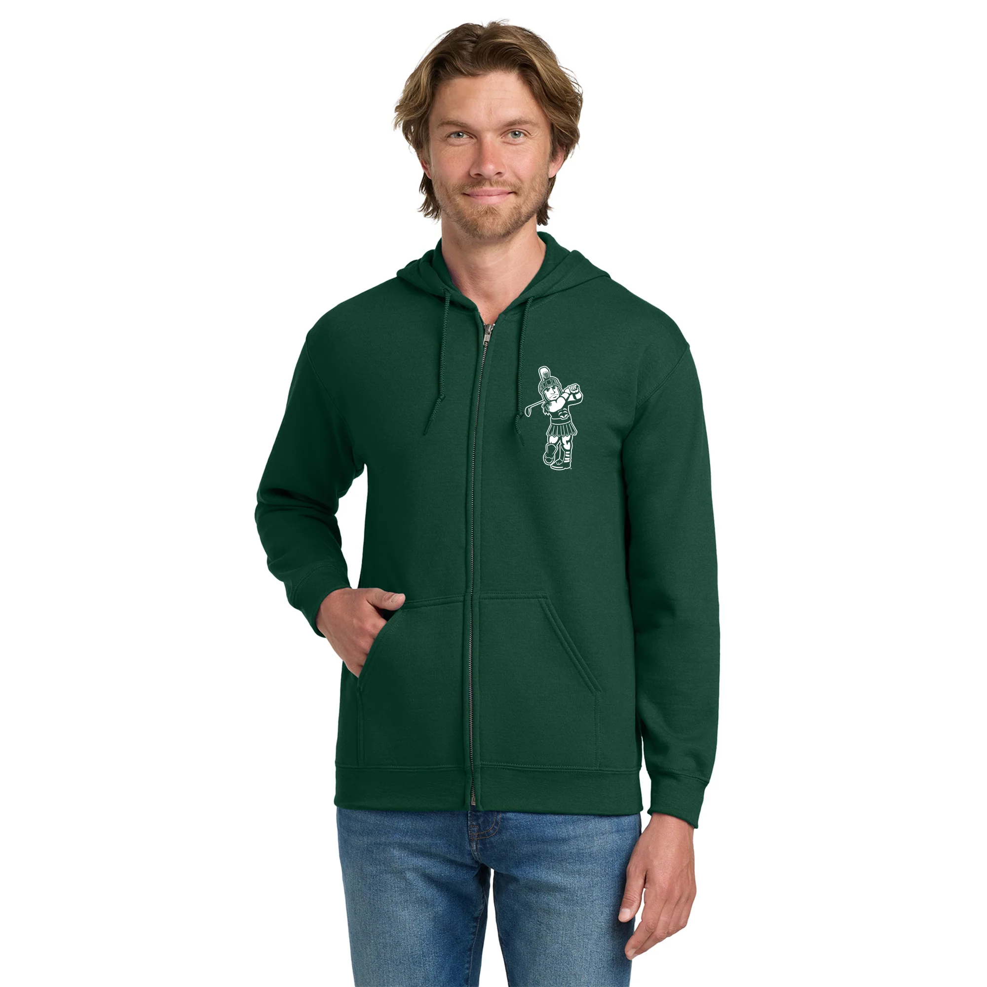 MSU Sparty Golf Mascot Mark LC Zip Hoodie - Forest - Image 3