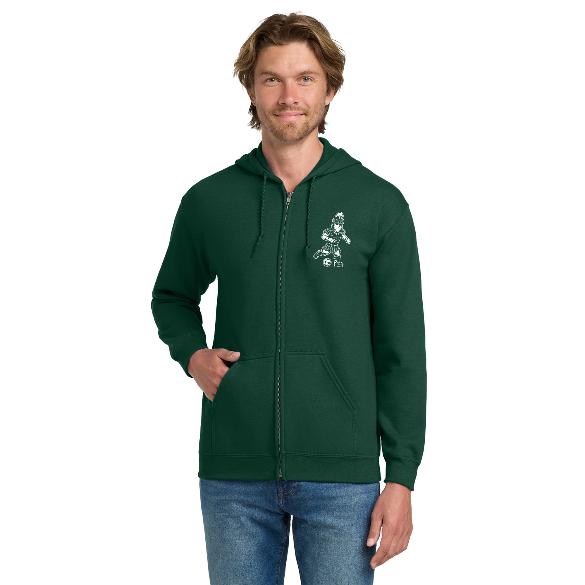 MSU Sparty Soccer Mascot Mark LC Zip Hoodie - Forest - Image 3
