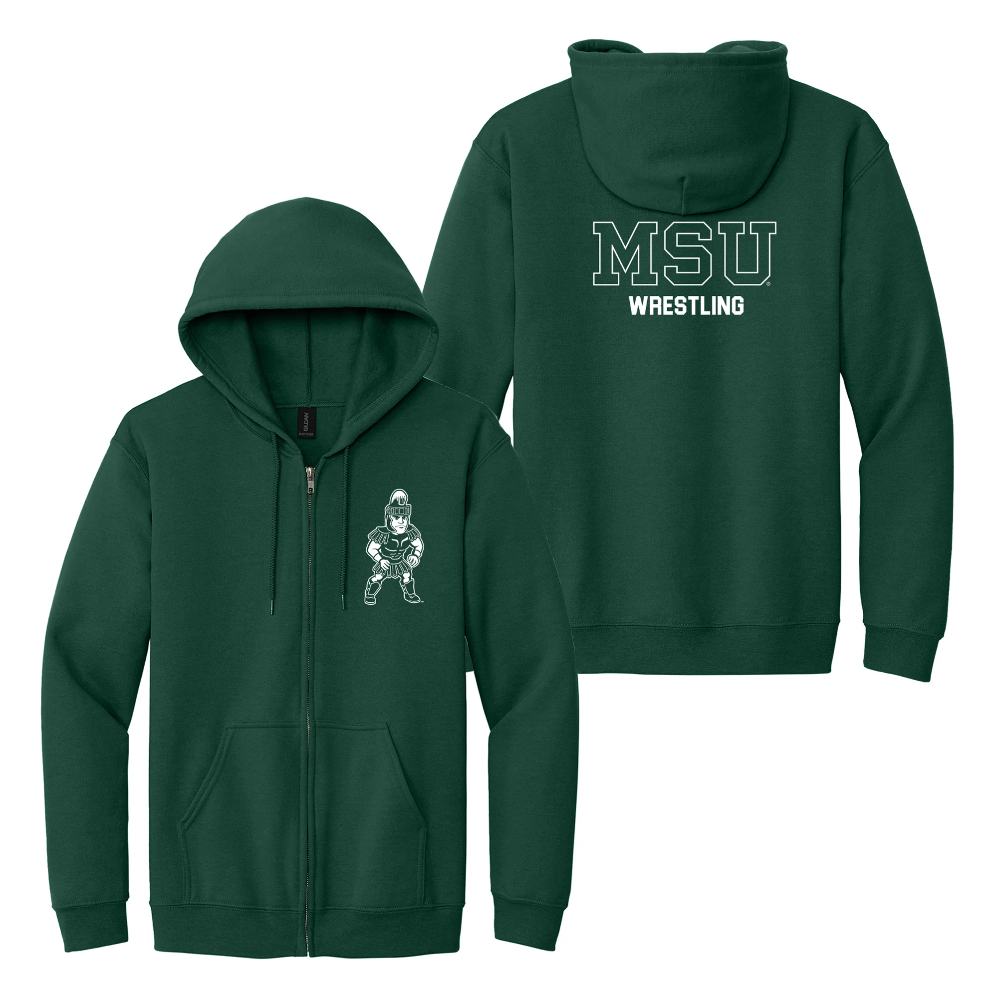 MSU Sparty Wrestling Mascot Mark LC Zip Hoodie - Forest