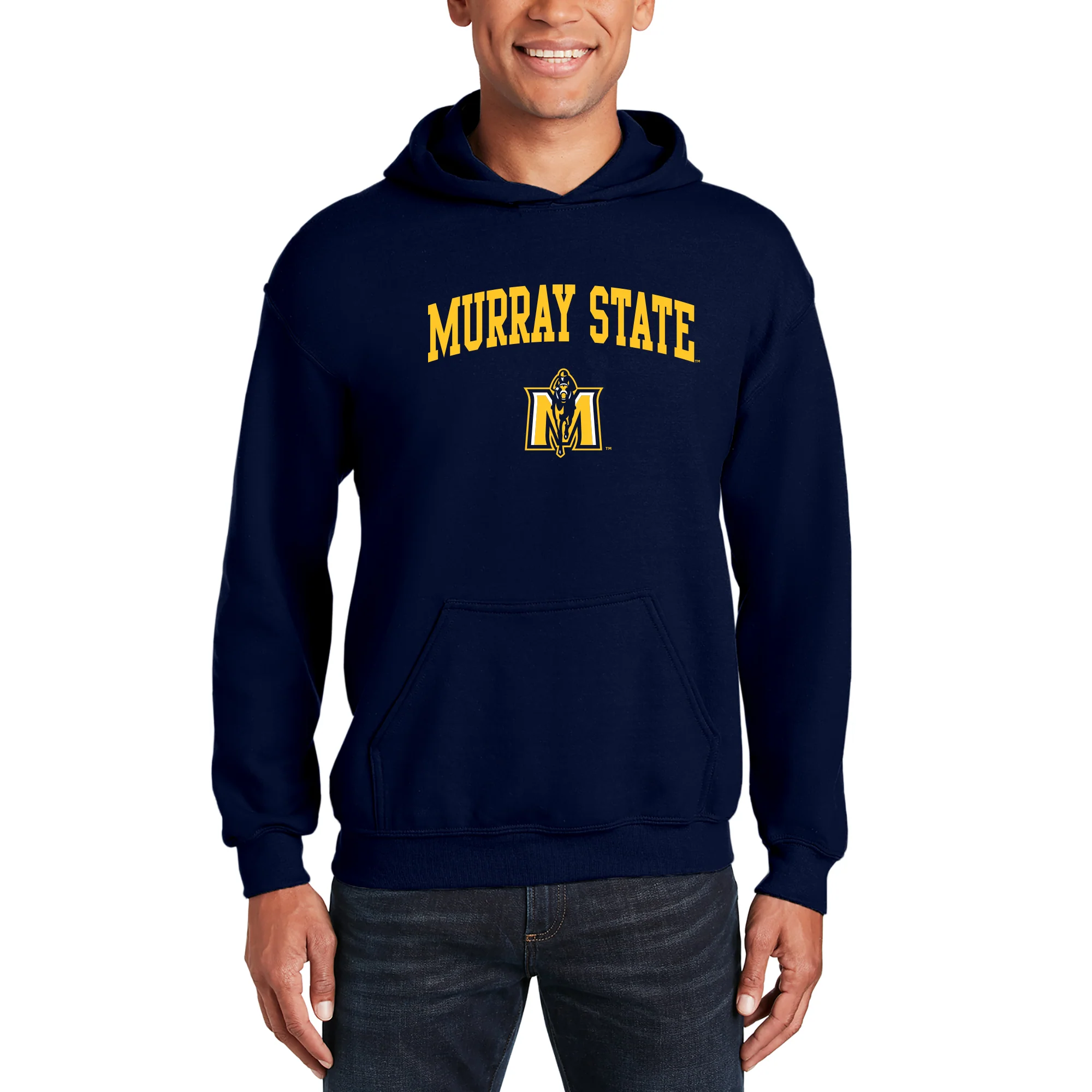 Murray State University Racers Arch Logo Heavy Blend Hoodie - Navy - Image 3