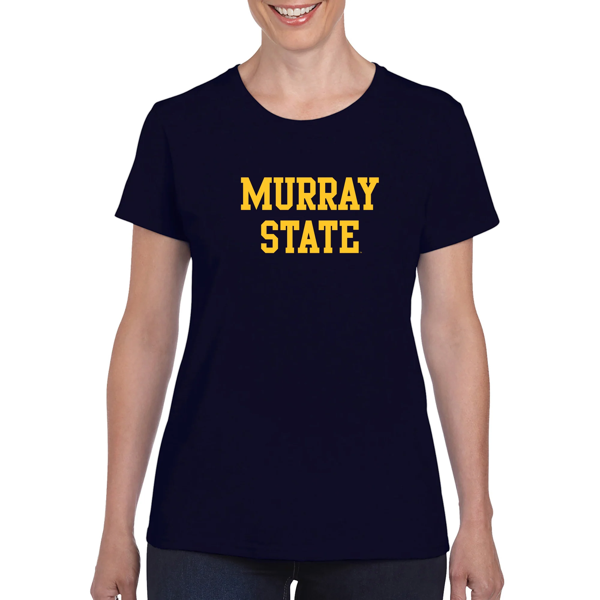 Murray State University Racers Basic Block Women's Short Sleeve T Shirt - Navy - Image 3