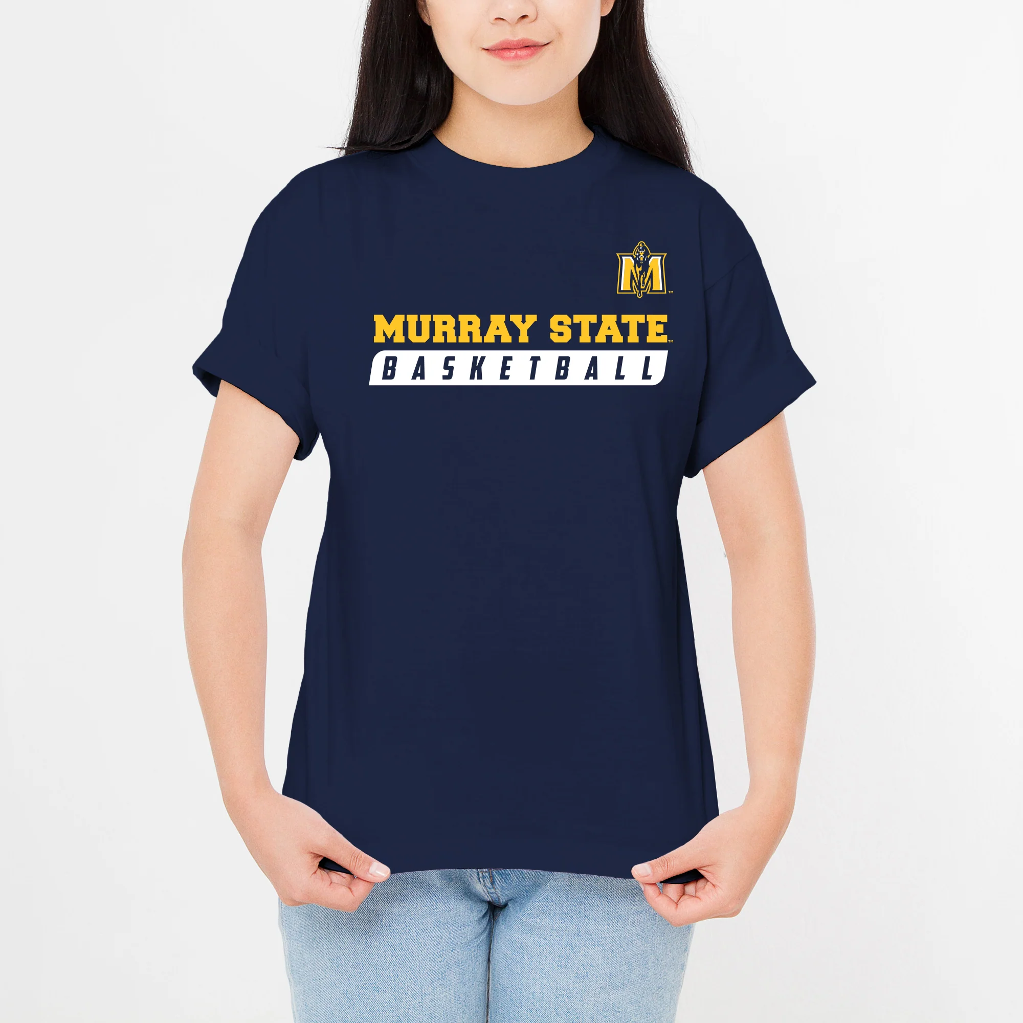 Murray State University Racers Basketball Slant Short Sleeve T Shirt - Navy - Image 4