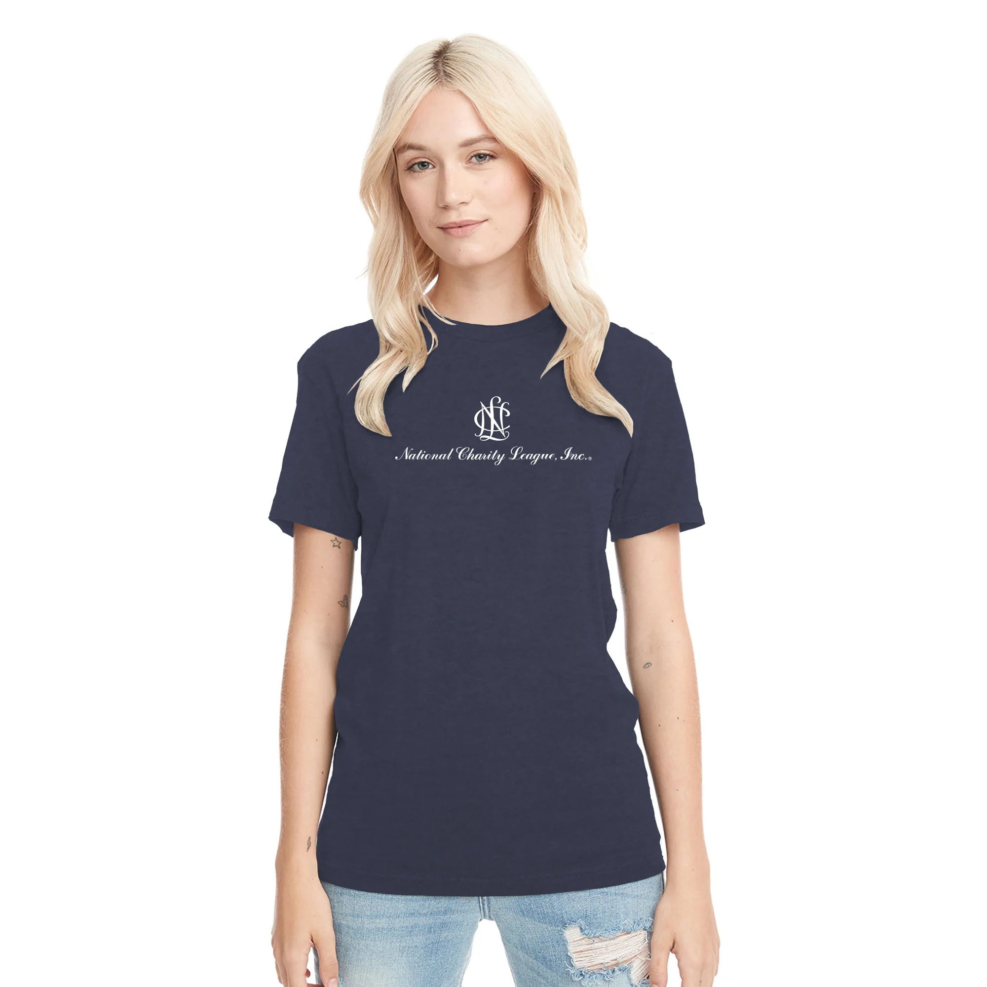 National Charity League Stacked Logo Triblend T-Shirt - Vintage Navy - Image 3