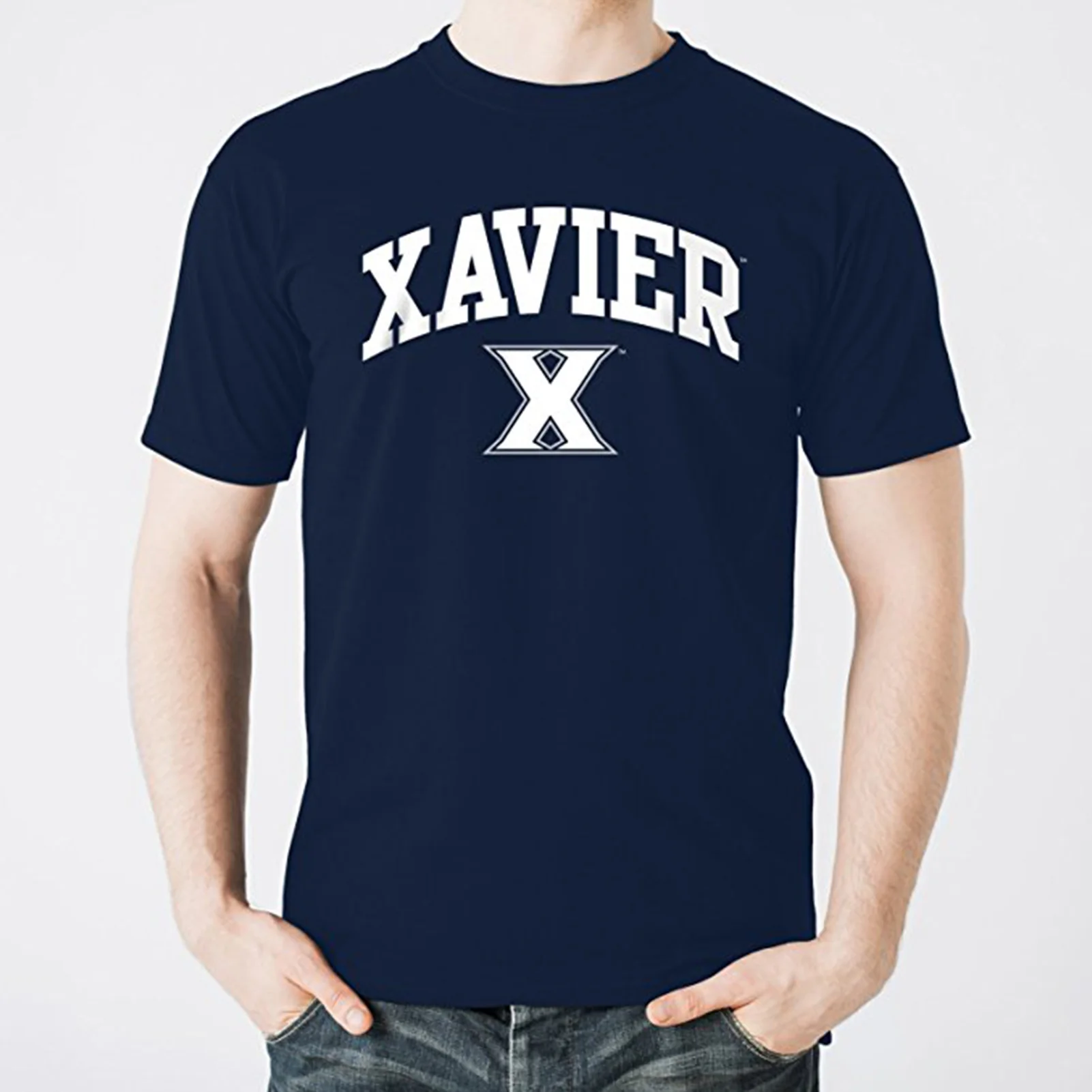 Xavier University Musketeers Arch Logo Short Sleeve T Shirt - Navy - Image 4