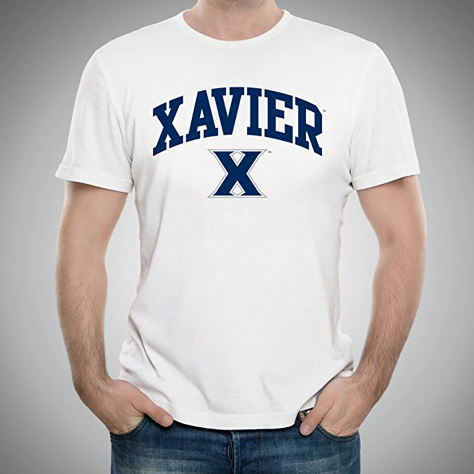 Xavier University Musketeers Arch Logo Short Sleeve T Shirt - White - Image 4