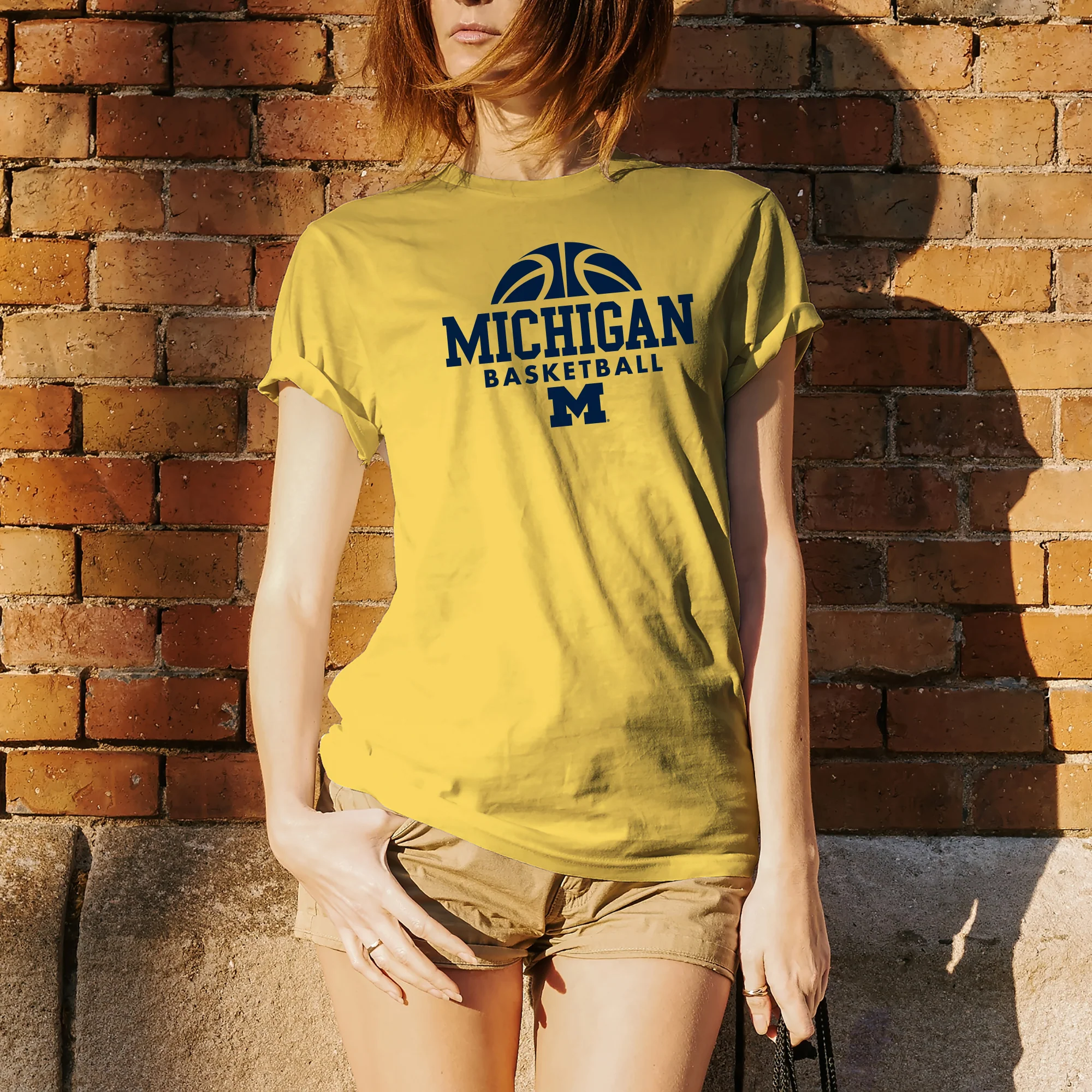 Basketball Hype Michigan Basic Cotton Short Sleeve T Shirt - Maize - Image 4