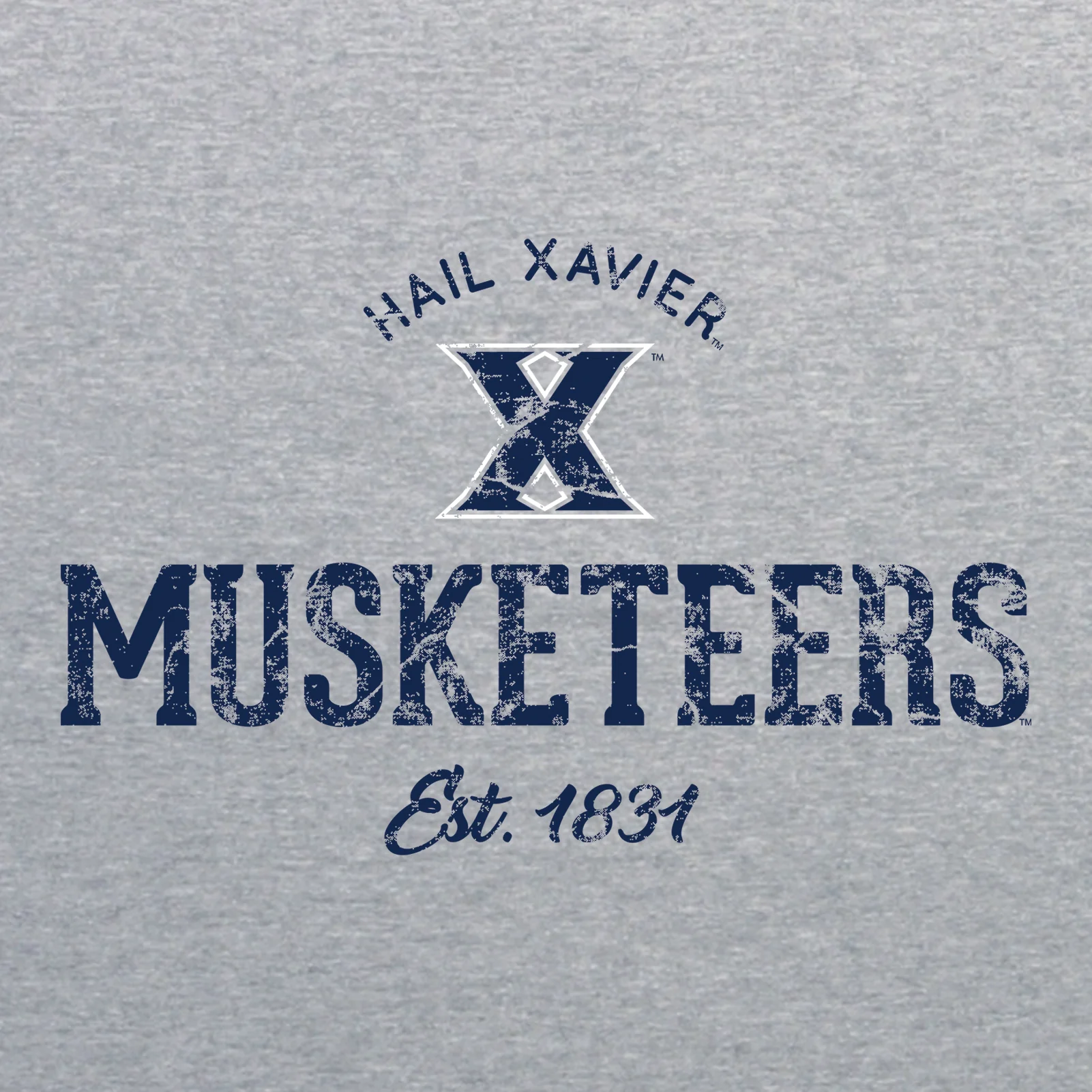 Xavier University Musketeers Established Arch Logo Short Sleeve T-Shirt - Sport Grey - Image 2