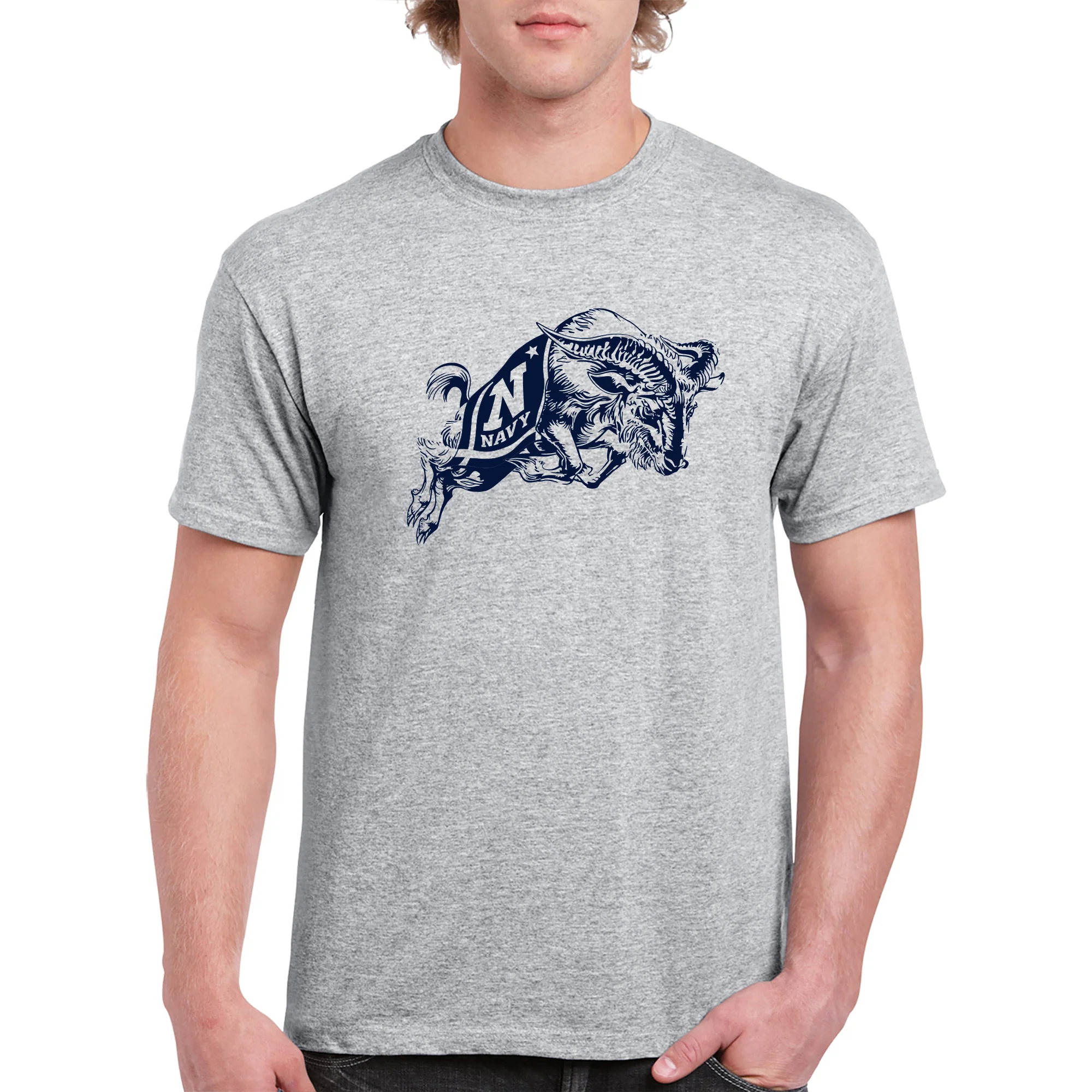 United States Naval Academy Midshipmen Primary Logo Short Sleeve T Shirt - Sport Grey - Image 3