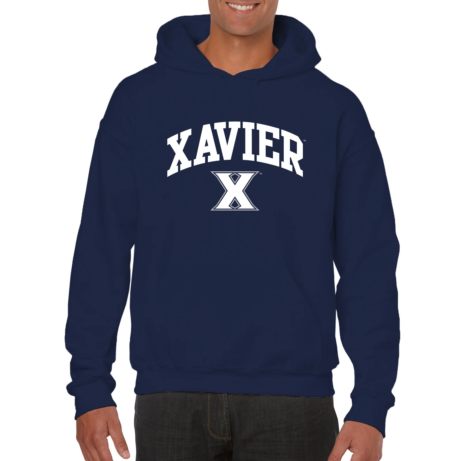 Xavier University Musketeers Arch Logo Heavy Blend Hoodie - Navy - Image 3