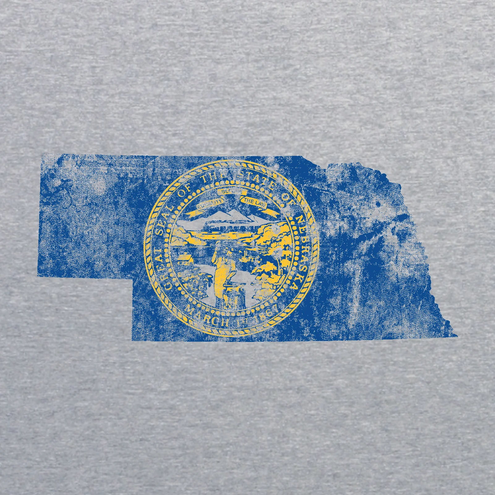 Nebraska Distressed State Flag Outline NLA T-Shirt - Heather Grey - Image 2