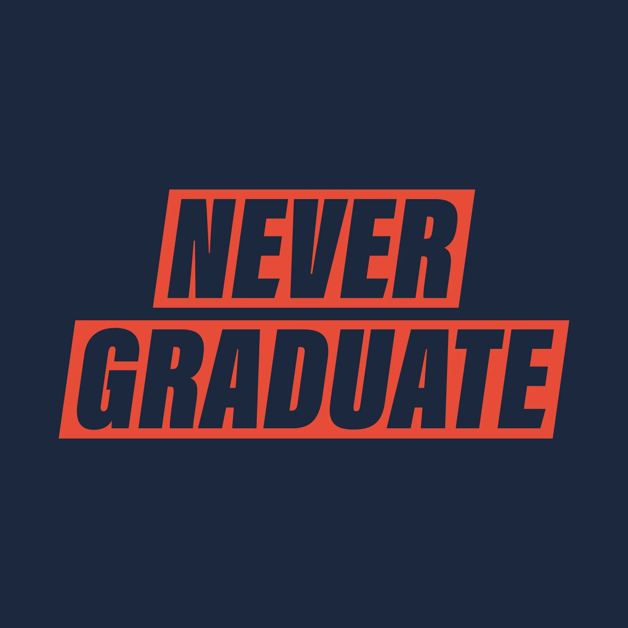 Never Graduate NLA T-Shirt - Midnight Navy w/ Orange Print - Image 2