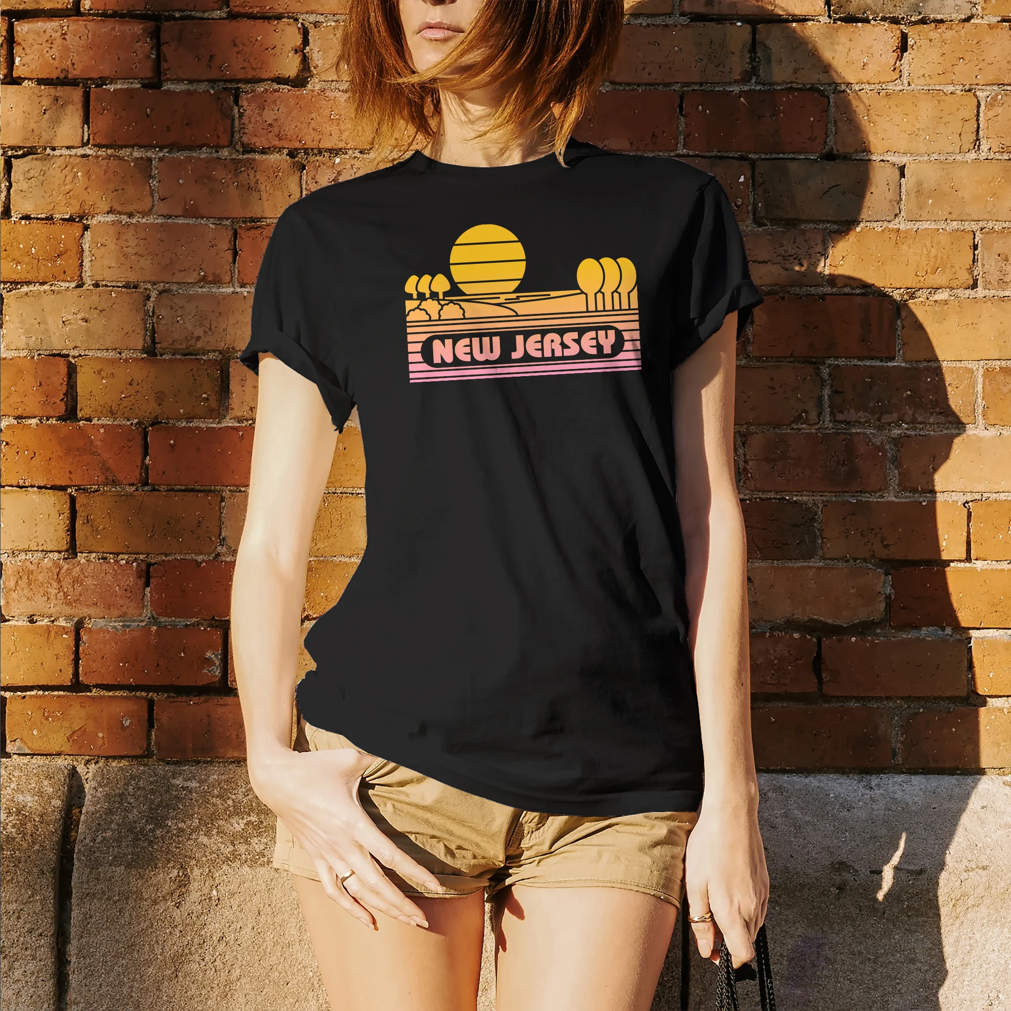 New Jersey Groovy Sunset T-Shirt - Black - Image 4