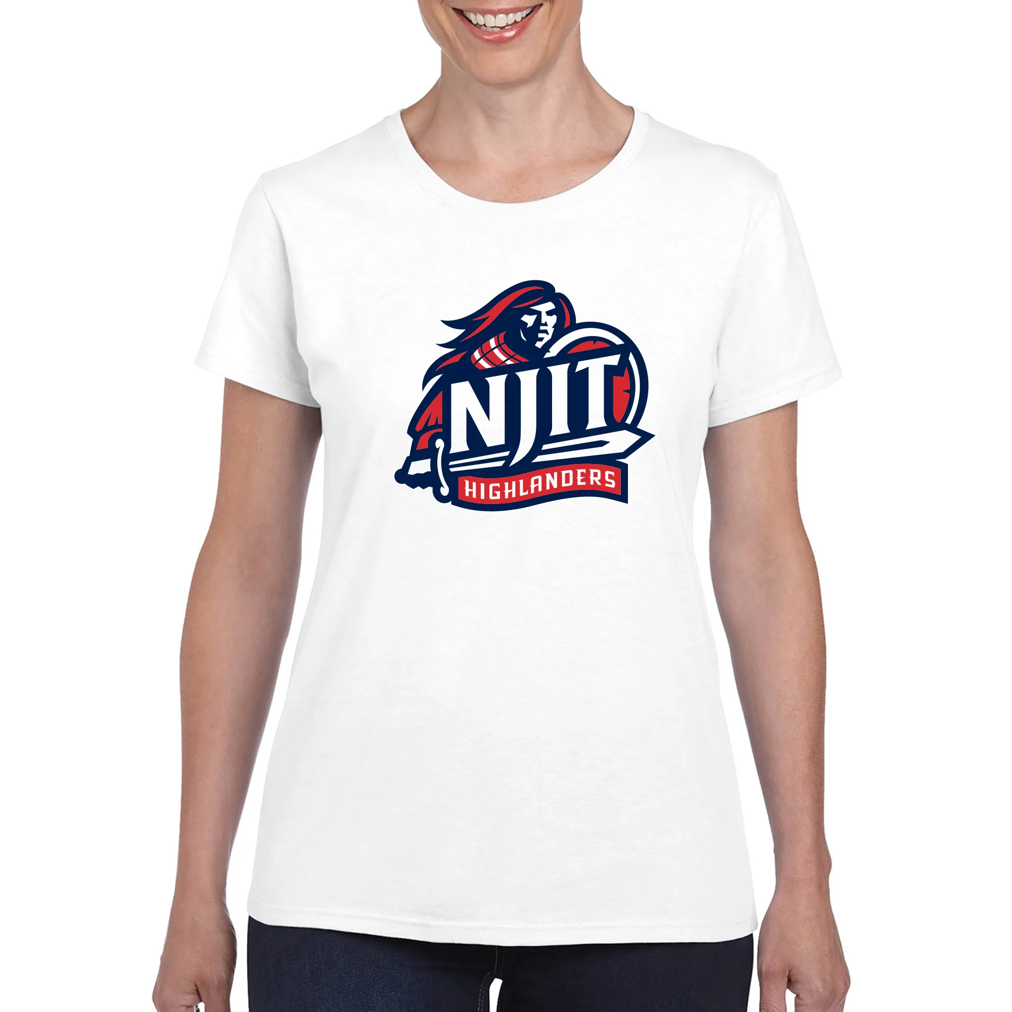 New Jersey Institute of Technology Primary Logo Short Sleeve Women's T-Shirt - White - Image 3