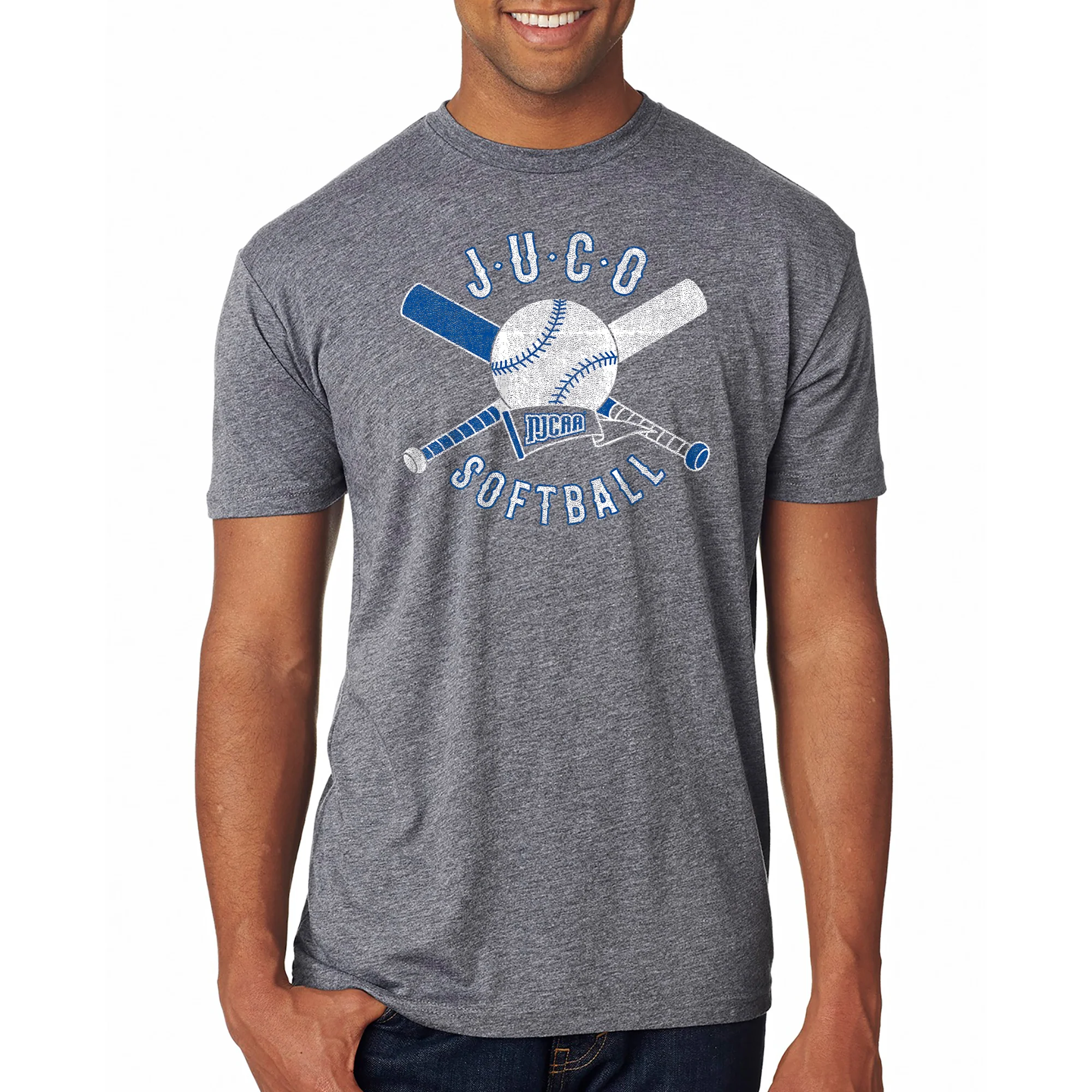 NJCAA JUCO Softball Emblem - Junior College Athletics Triblend T Shirt - Premium Heather - Image 3