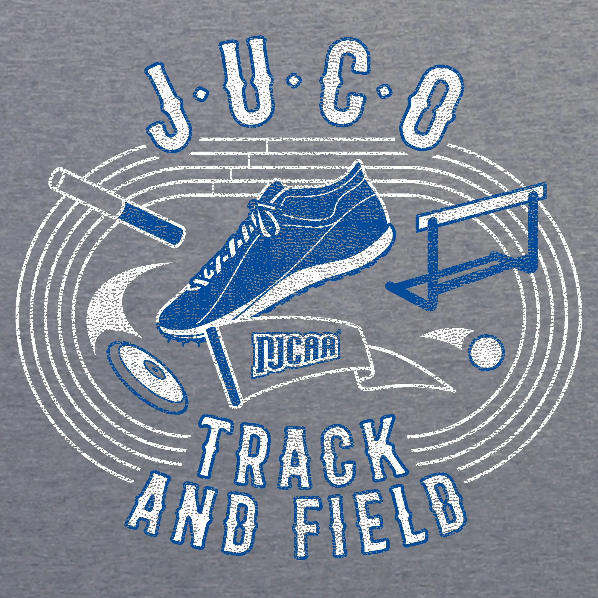 NJCAA JUCO Track and Field Emblem - Junior College Athletics Triblend T Shirt - Premium Heather - Image 2