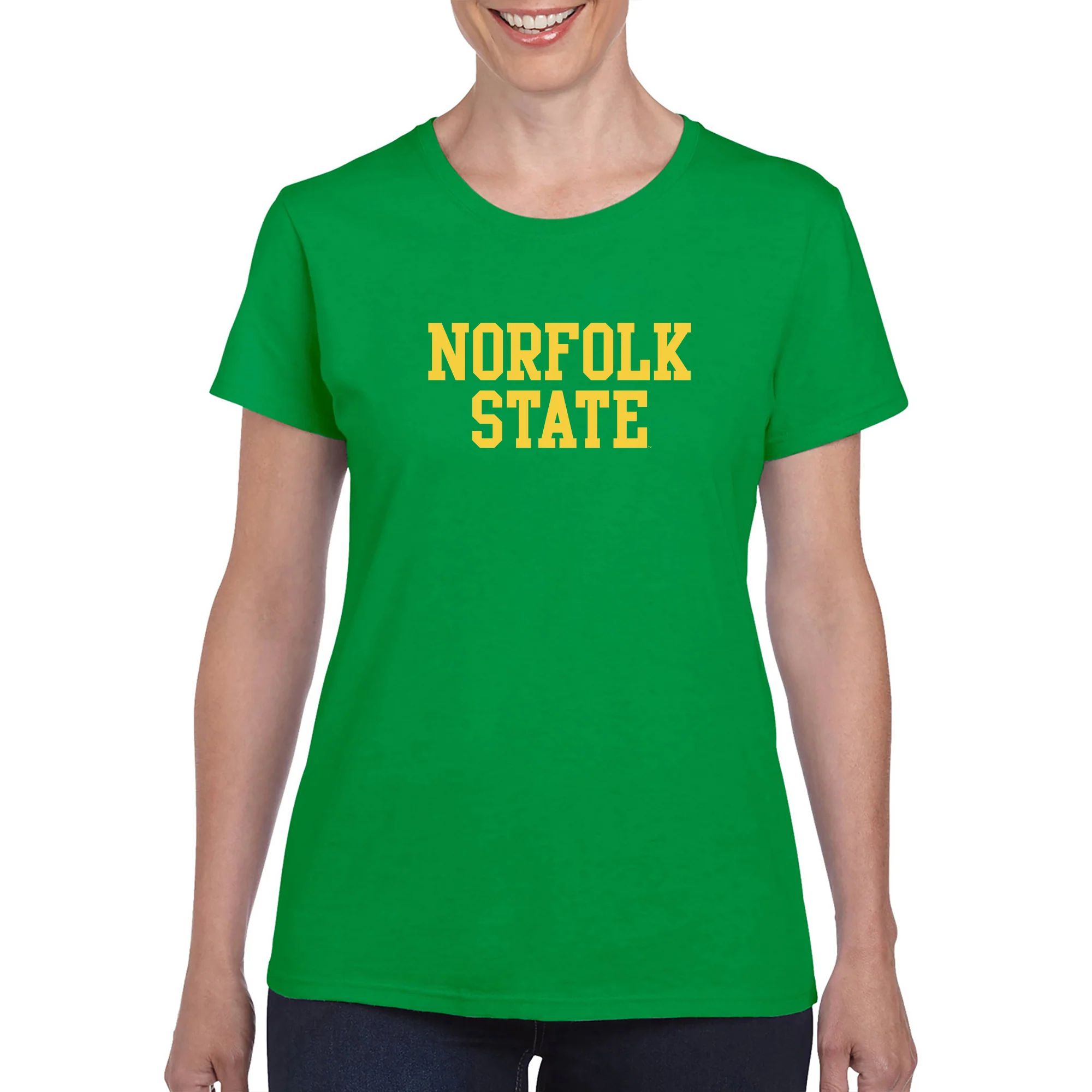 Norfolk State University Spartans Basic Block Womens Short Sleeve T Shirt - Irish Green - Image 3